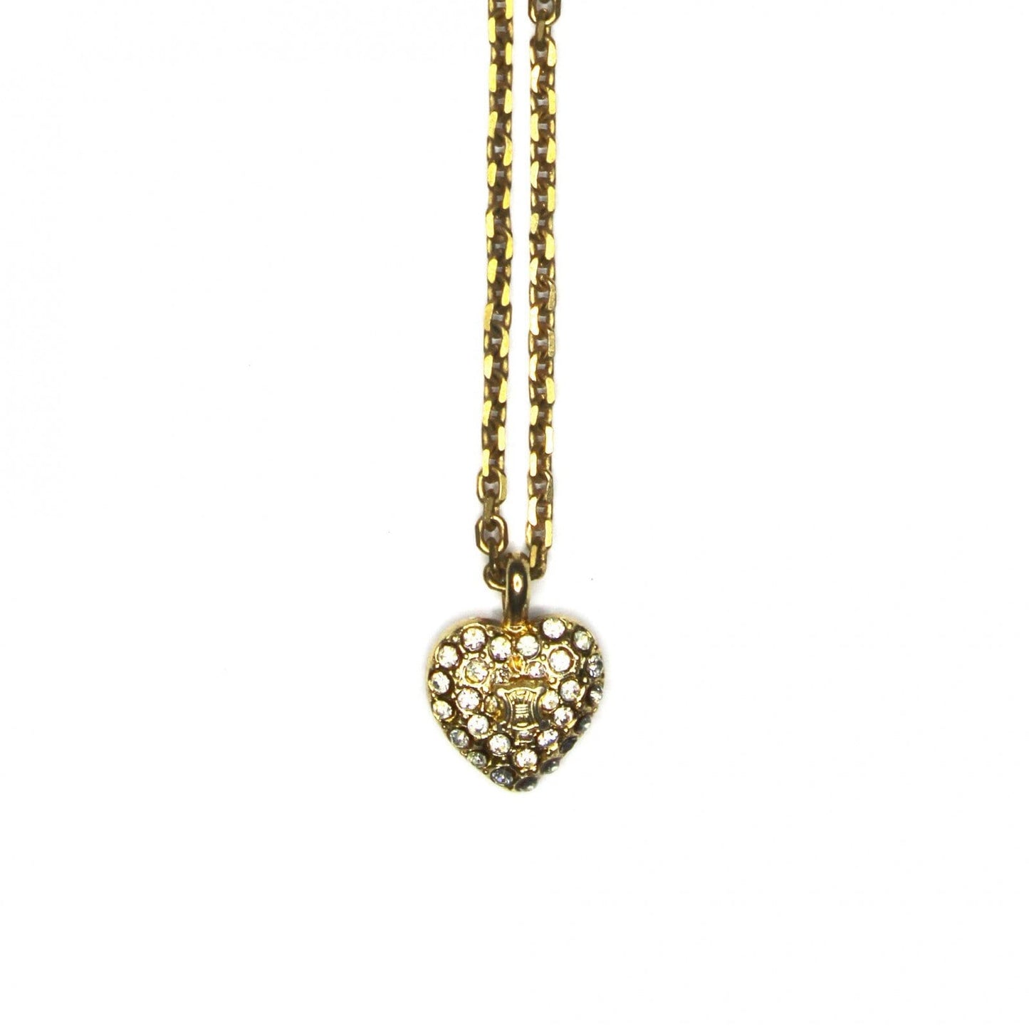 Gold Celine Heart Logo Chain with Crystal Accents RSTKD Vintage