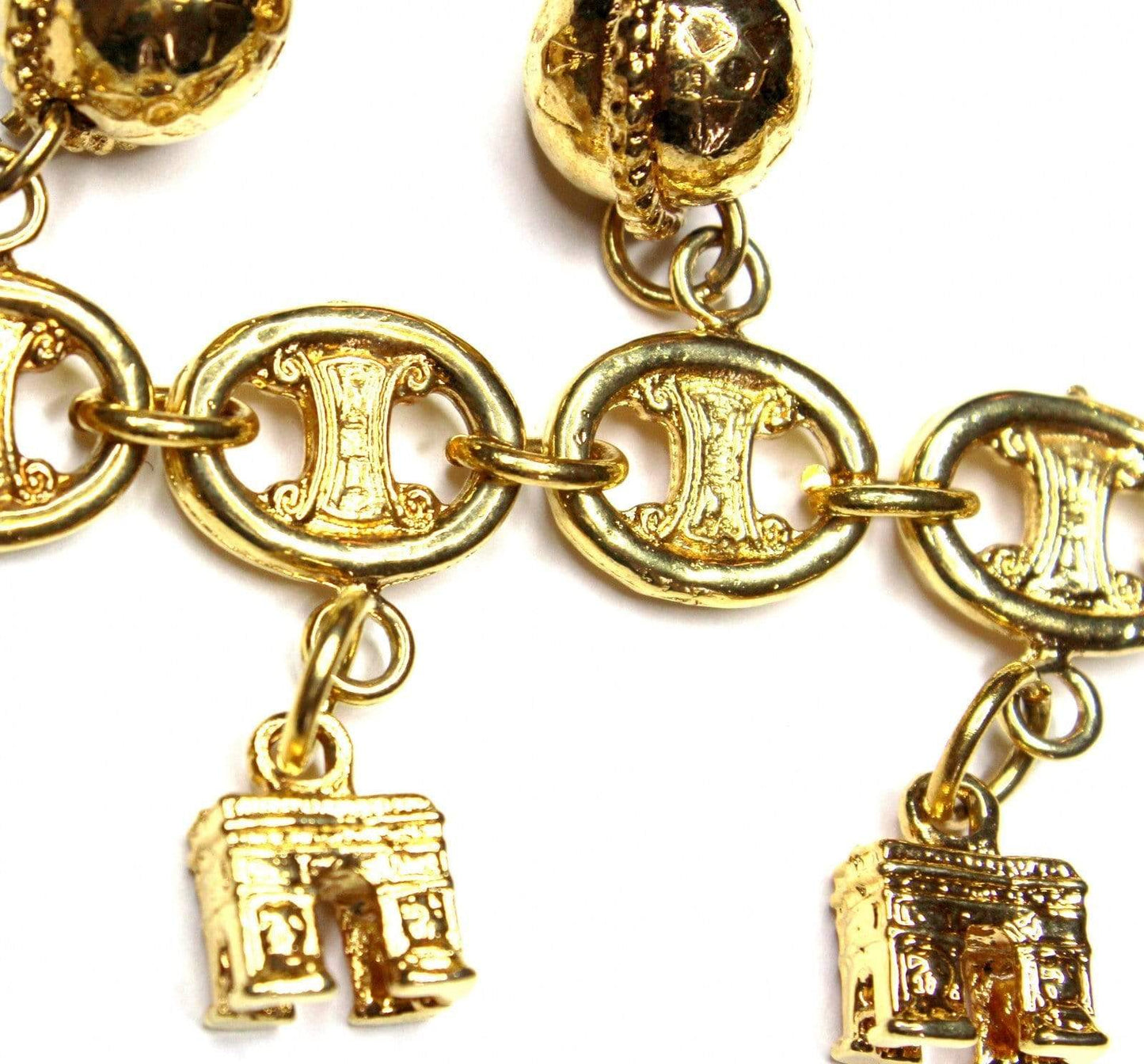 Gold Celine Logo Charm Toggle Clasp Bracelet RSTKD Vintage