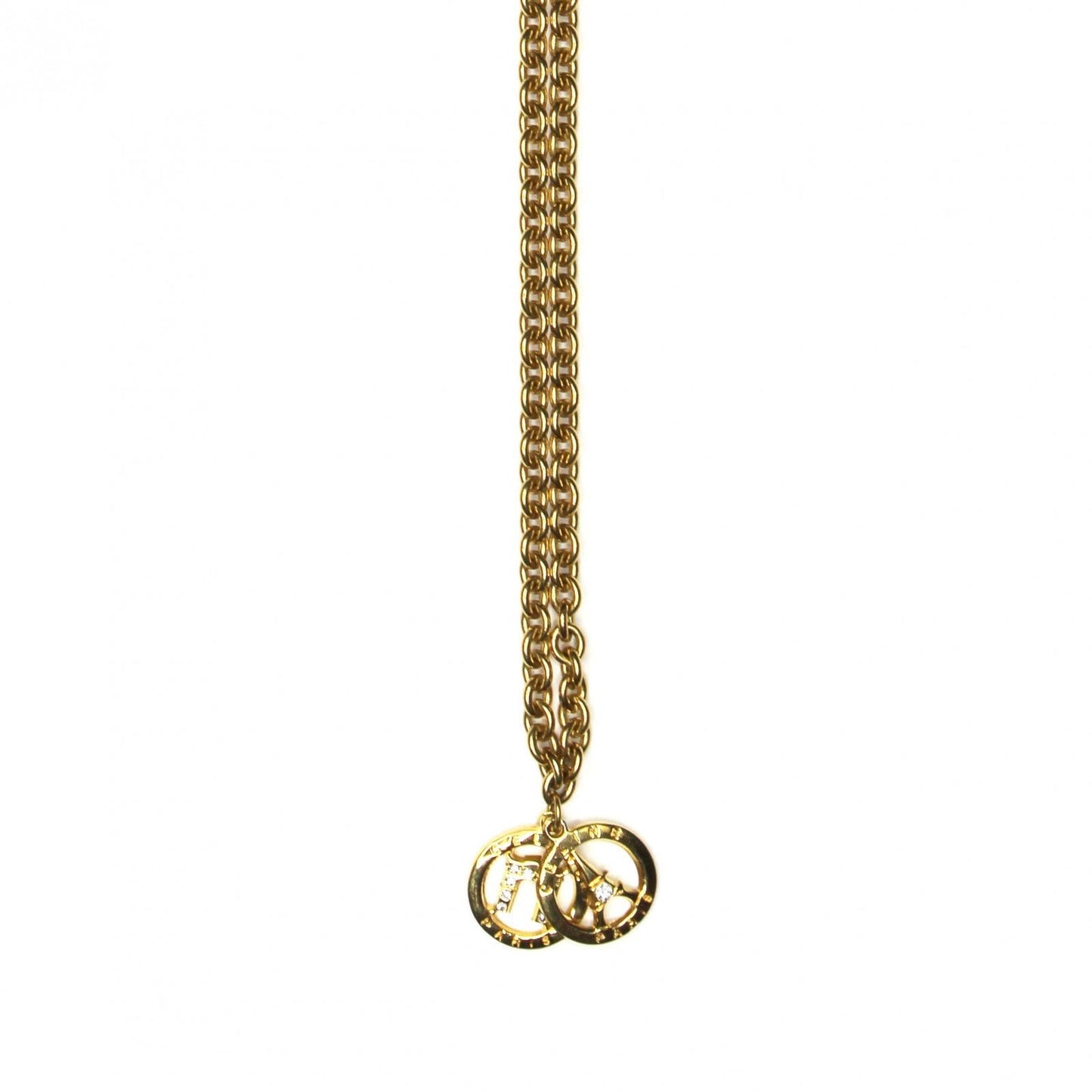 Gold Celine Multi Pendent Necklace with Crystal Accents RSTKD Vintage