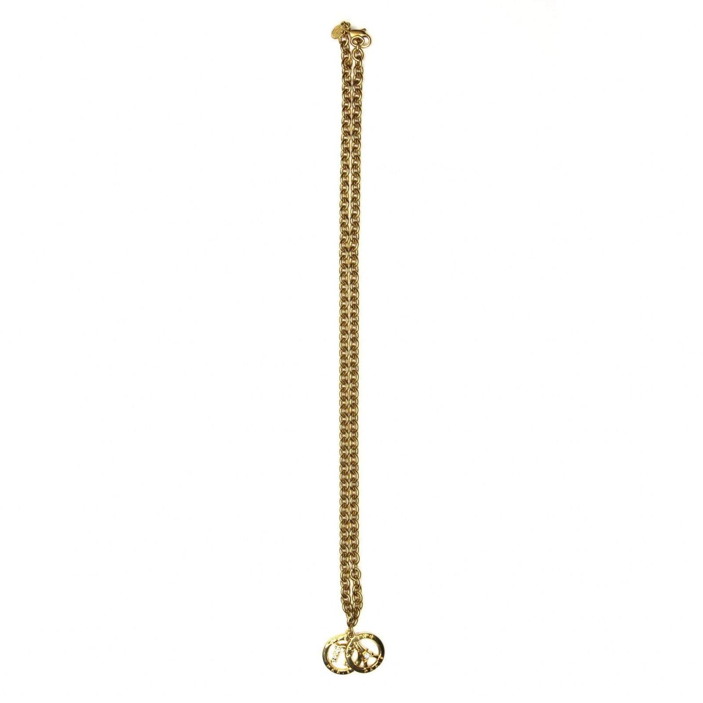 Gold Celine Multi Pendent Necklace with Crystal Accents RSTKD Vintage