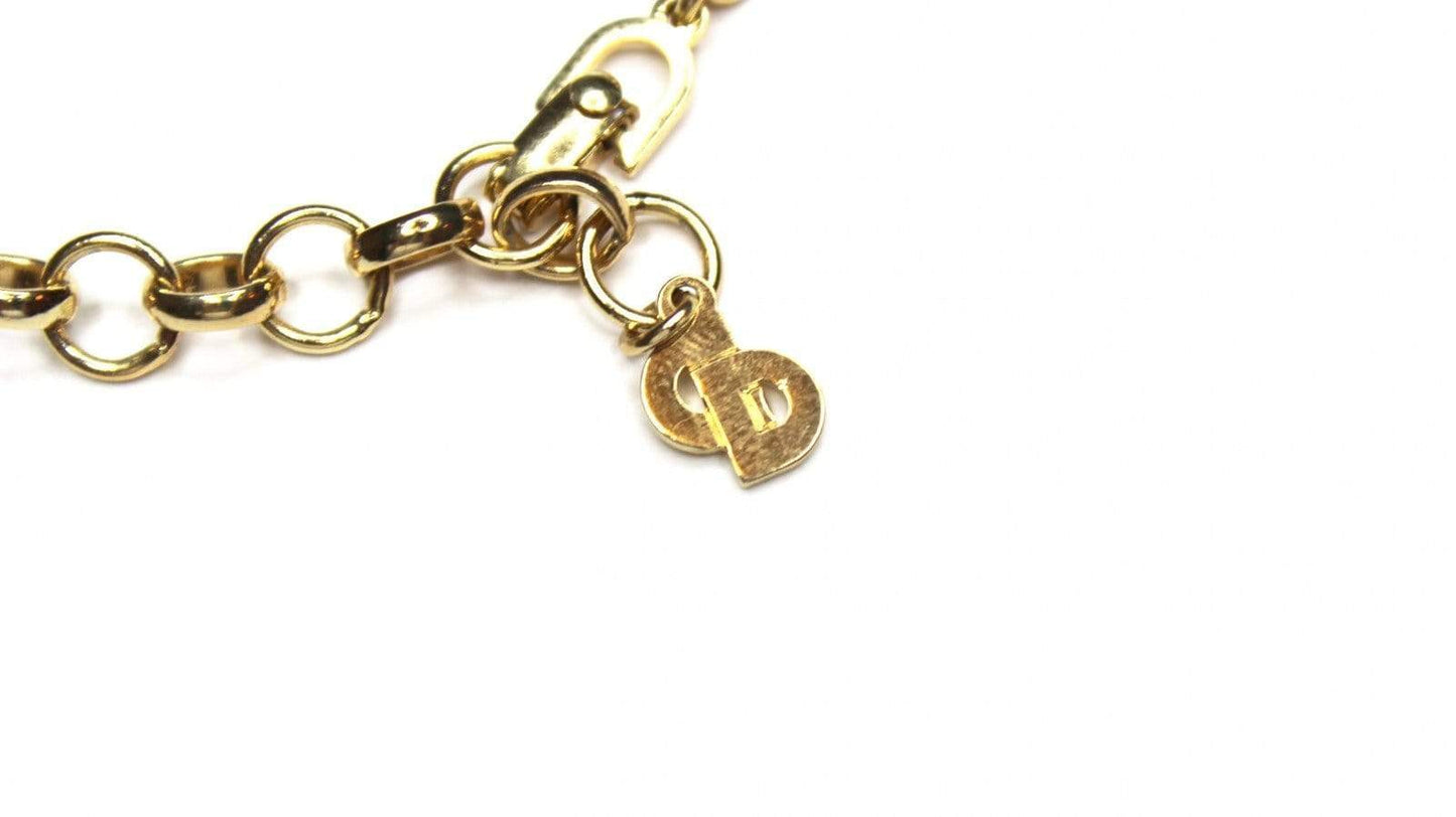 Gold Dior Necklace with Black Enamel and Crystal Accents RSTKD Vintage