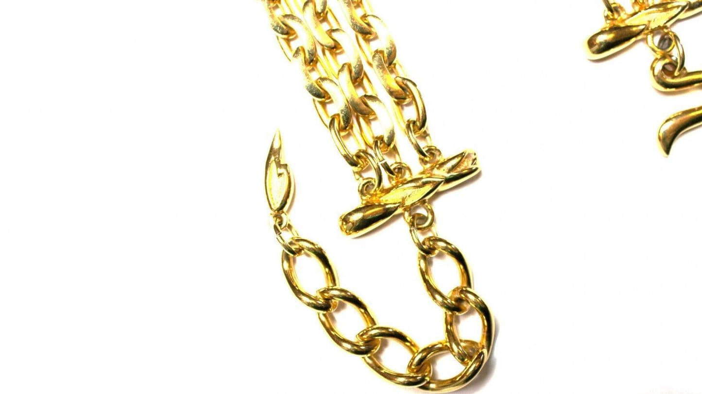 Gold Fendi Triple Chain Choker Necklace RSTKD Vintage