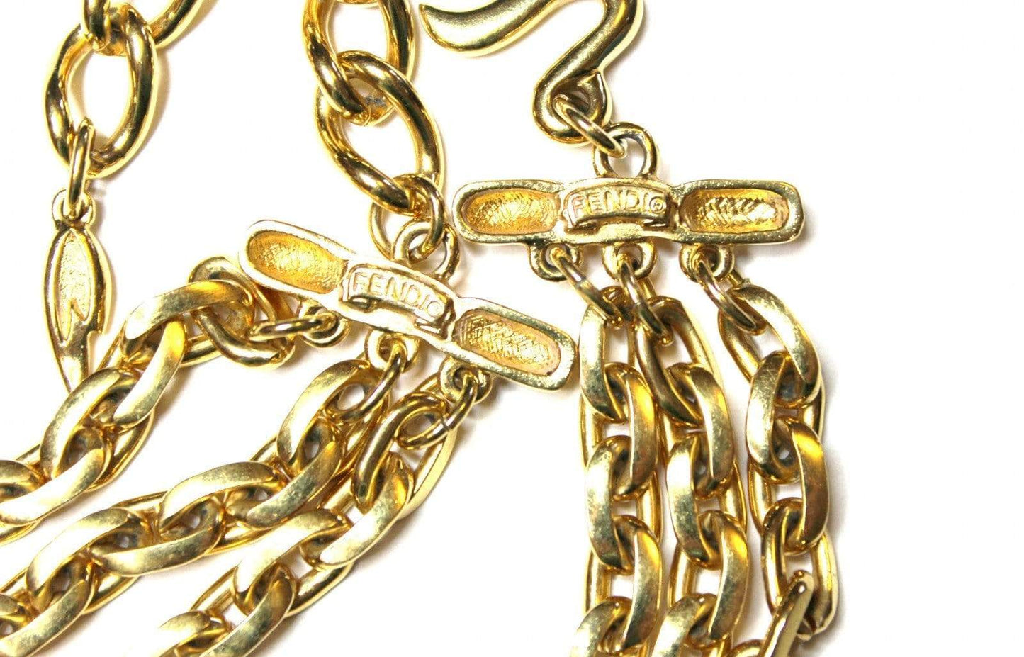 Gold Fendi Triple Chain Choker Necklace RSTKD Vintage