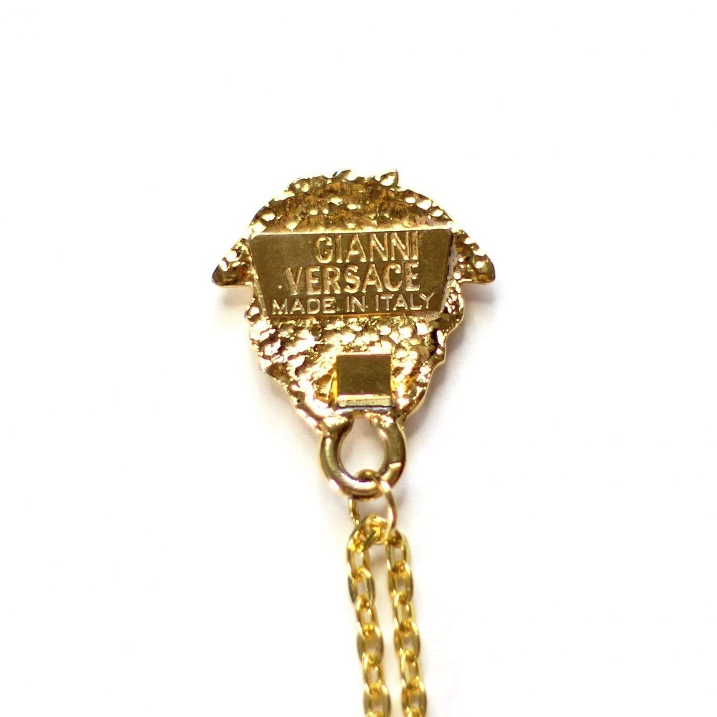 Gold Gianni Versace Upside Down Medusa Head Pendent Chain RSTKD Vintage