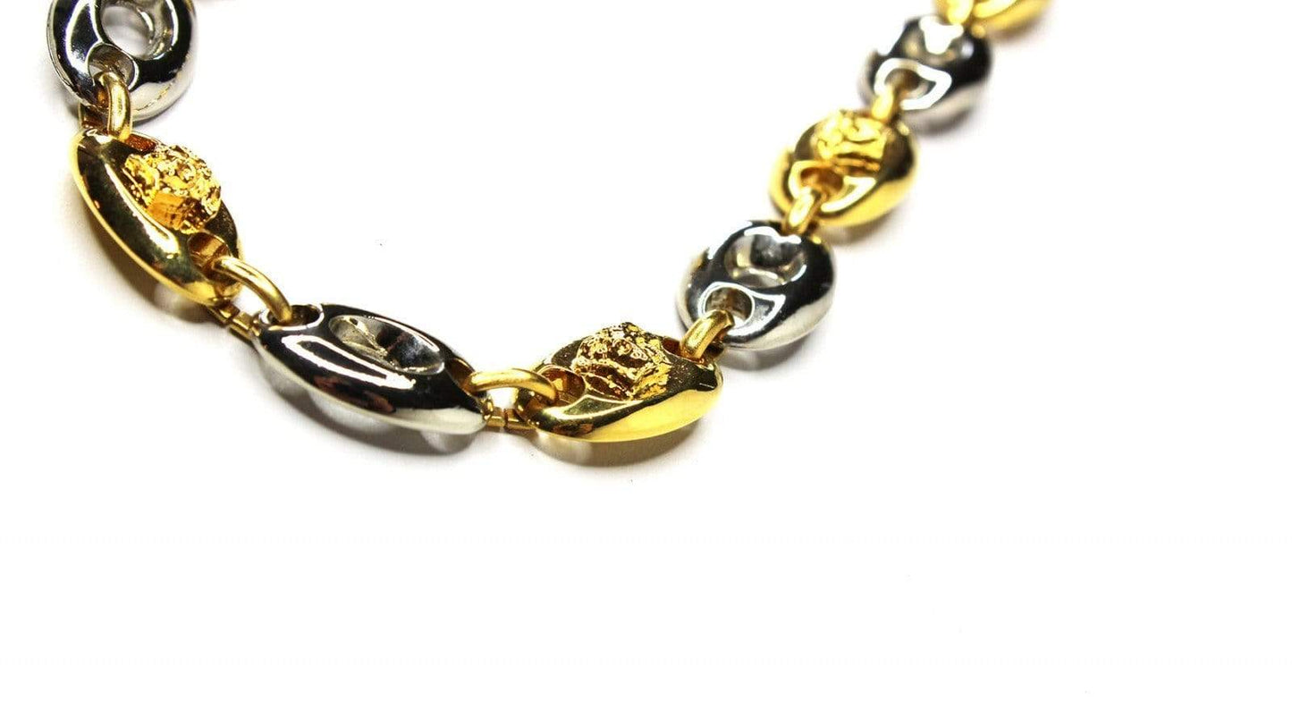 Gold/ Silver Vintage Versace Two Tone Gucci Link Medusa Head Necklace RSTKD Vintage