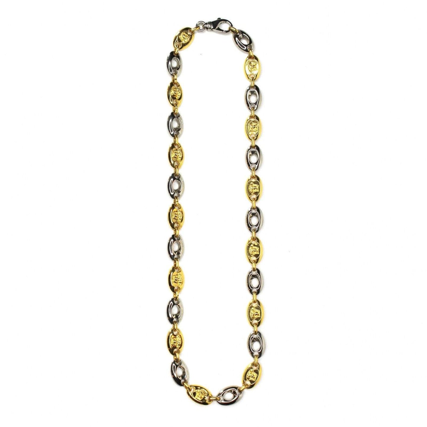 Gold/ Silver Vintage Versace Two Tone Gucci Link Medusa Head Necklace RSTKD Vintage