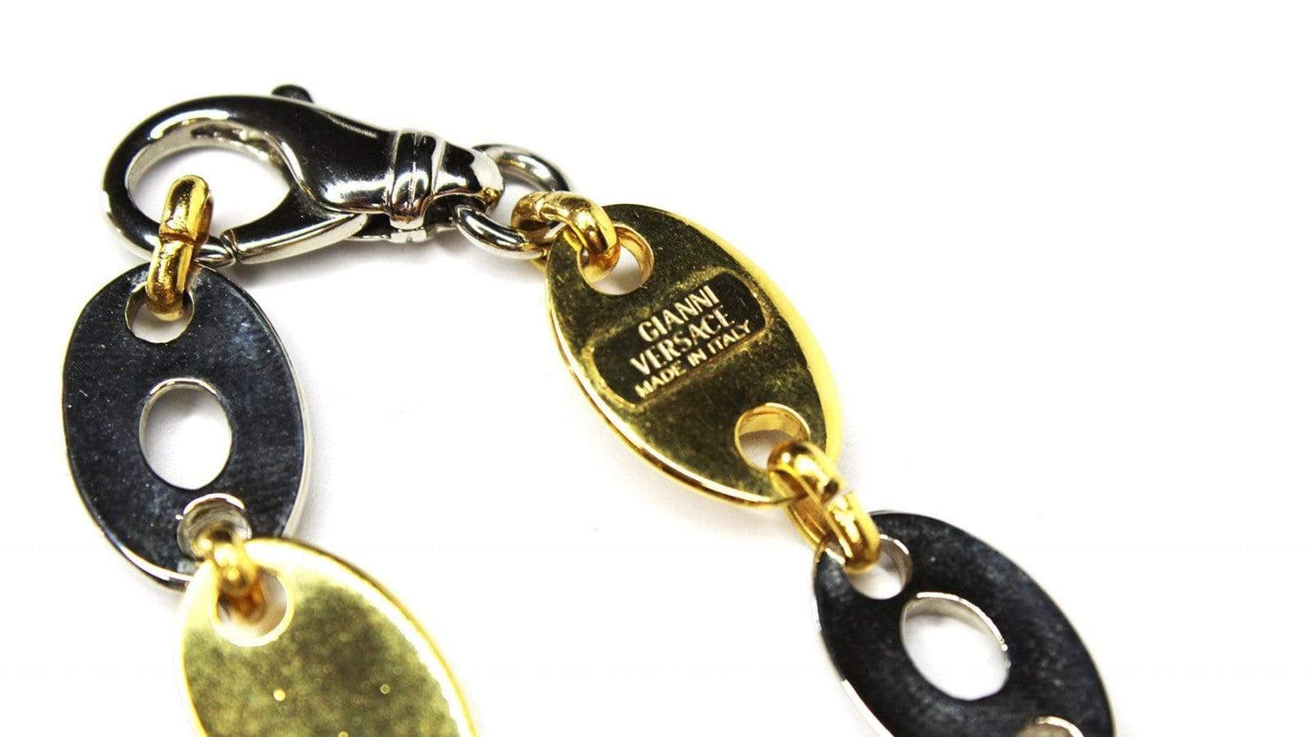 Gold/ Silver Vintage Versace Two Tone Gucci Link Medusa Head Necklace RSTKD Vintage