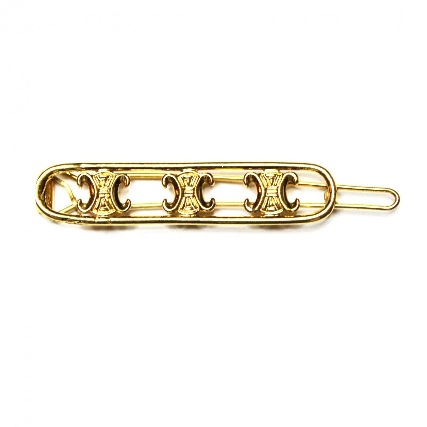 Gold Triple Celine Logo Clip RSTKD Vintage