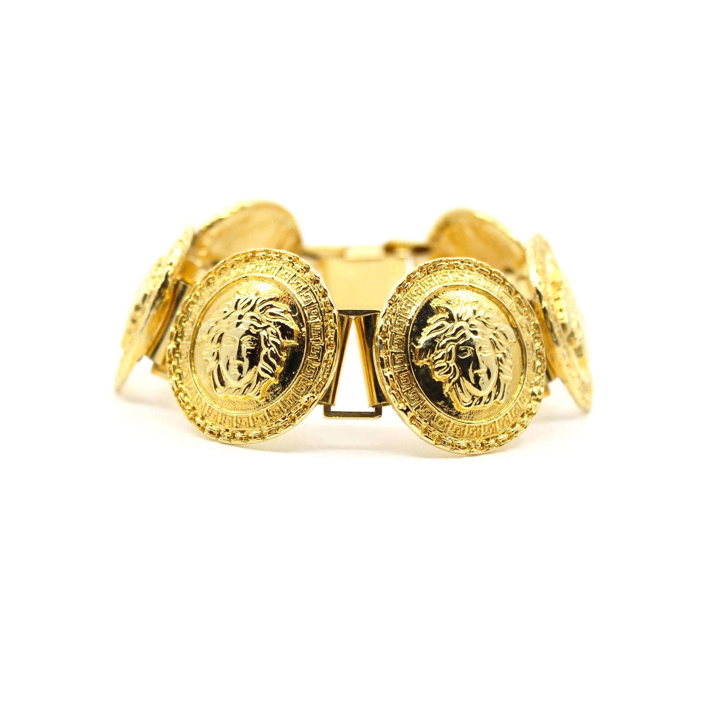 Gold Vintage Gianni Versace Medusa Head Coin Bracelet RSTKD Vintage