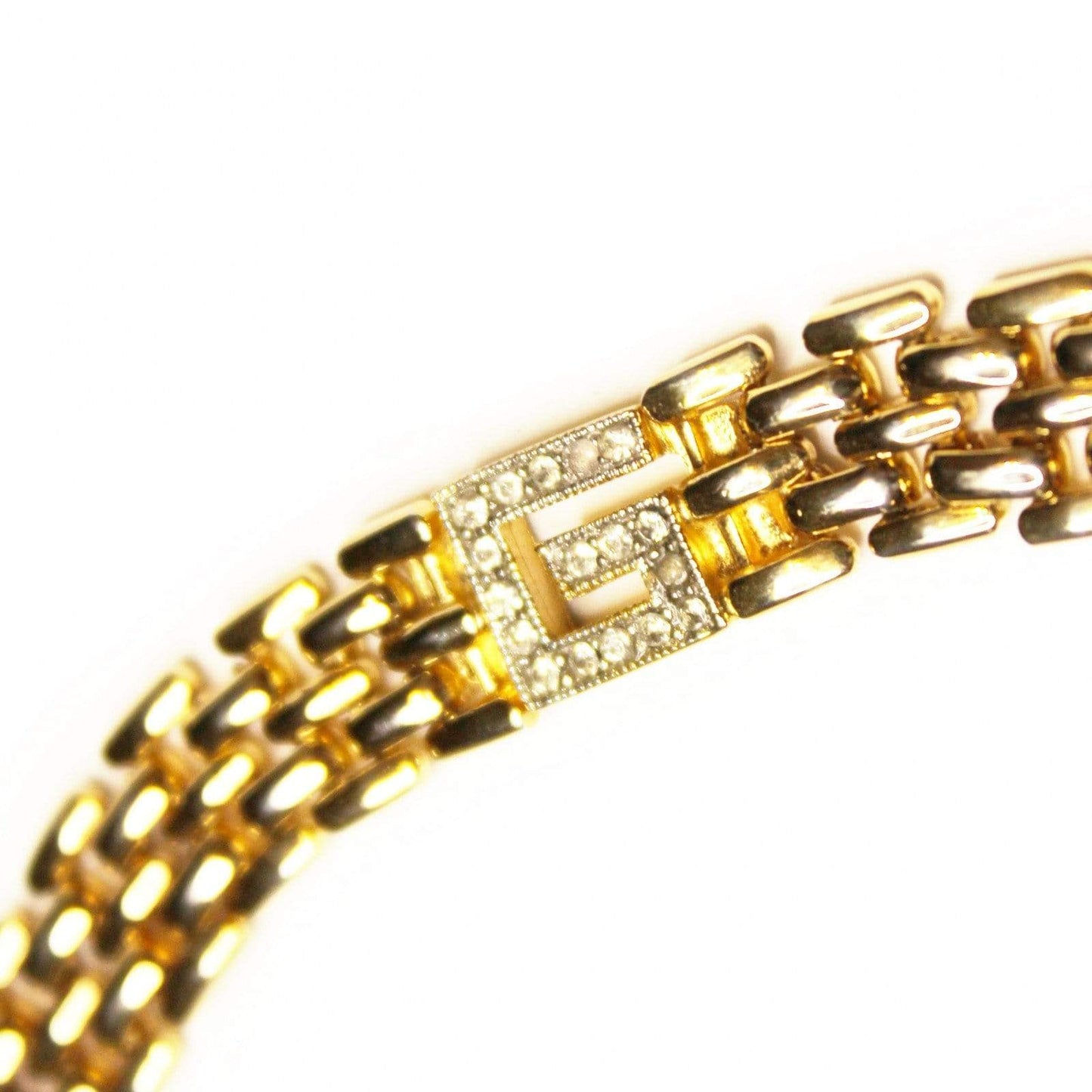 Gold Vintage Givenchy Bracelet W/ Crystal Accents RSTKD Vintage