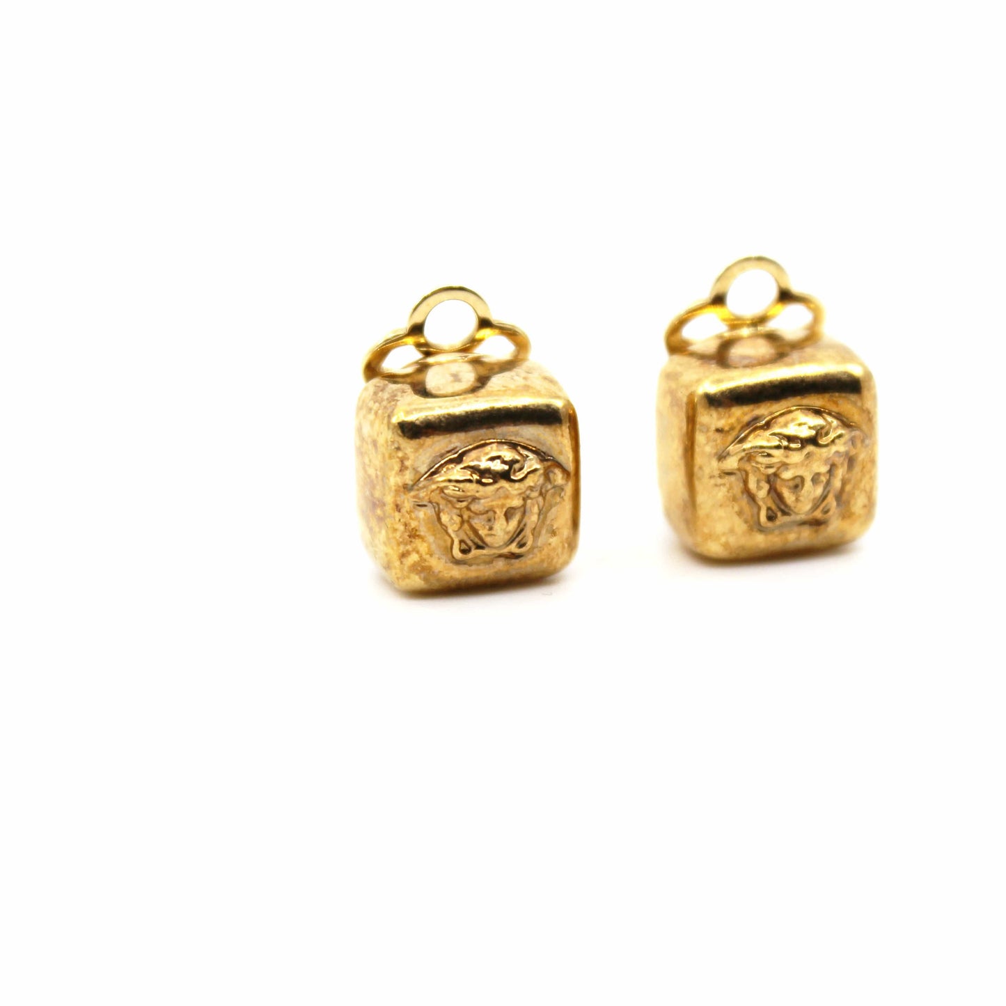 Gold Vintage Versace Medusa Head Square Earrings RSTKD Vintage