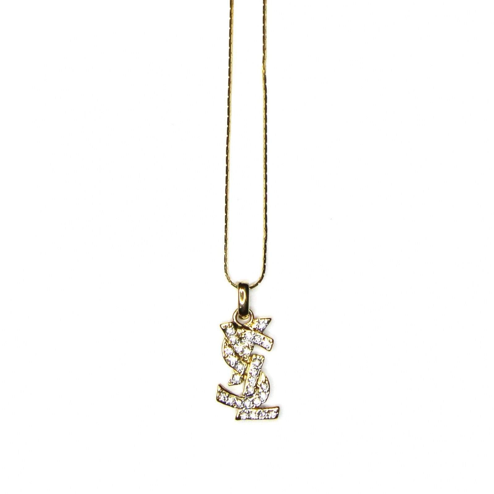 Gold YSL Logo Chain With Crystal Accents – RSTKD Vintage