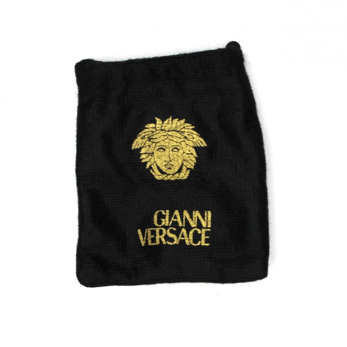 Round Gold/ Black Enamel Vintage Versace Medusa Head Earrings with Crystal Accents RSTKD Vintage