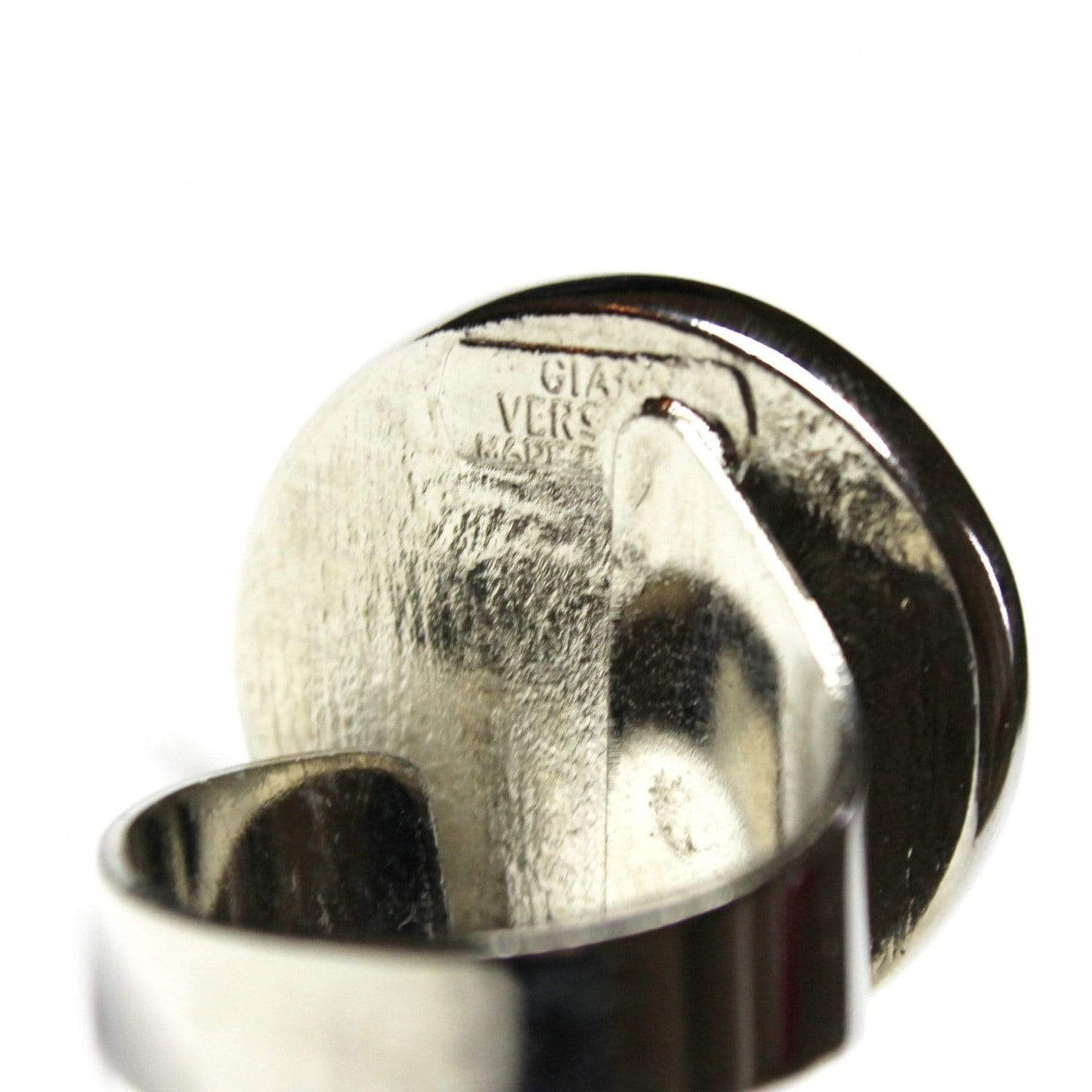 Silver and Black Enamel Gianni Versace Medusa Head Ring RSTKD Vintage