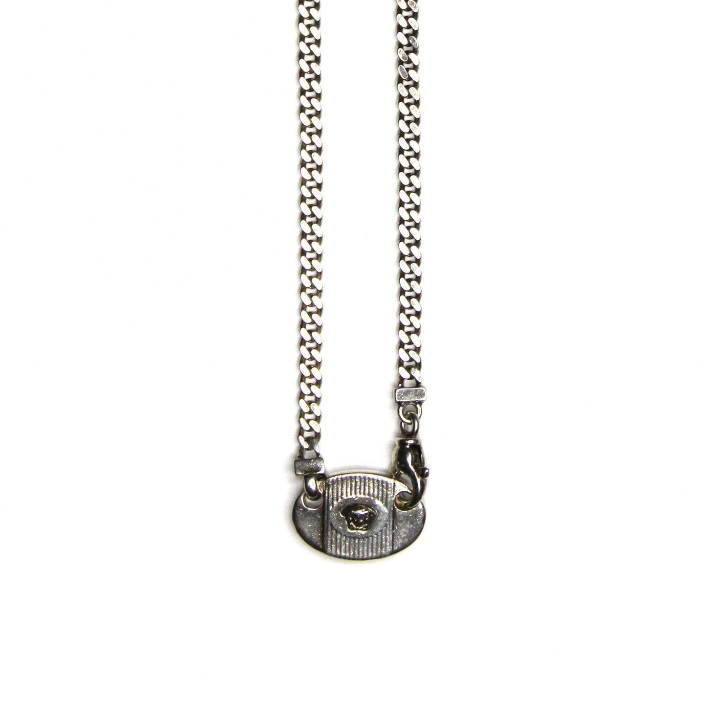 Silver Gianni Versace Oval Medusa Head ID Tag Chain RSTKD Vintage