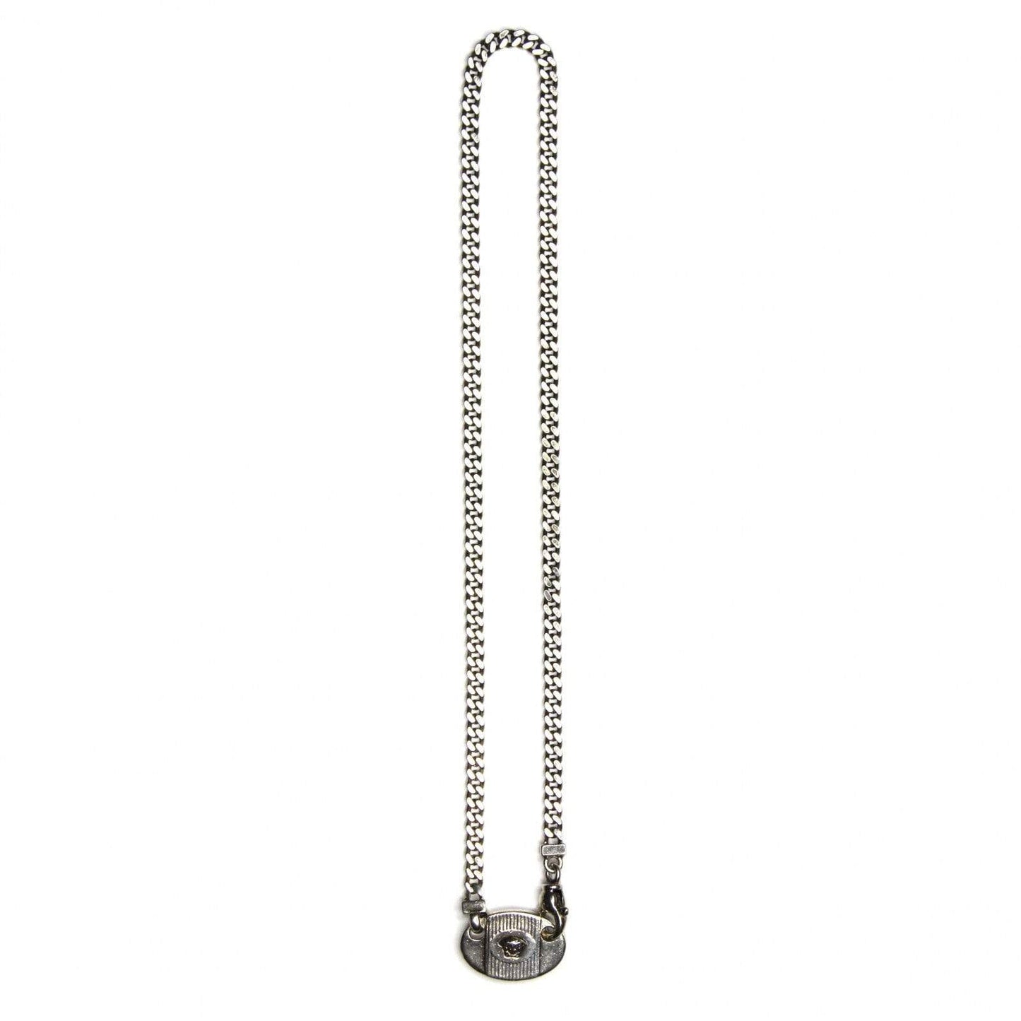Silver Gianni Versace Oval Medusa Head ID Tag Chain RSTKD Vintage