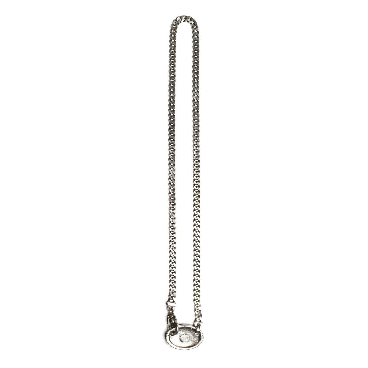 Silver Gianni Versace Oval Medusa Head ID Tag Chain RSTKD Vintage
