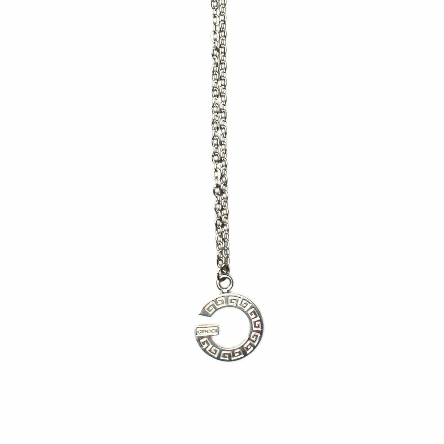Silver Gucci Greek Key G Logo Chain RSTKD Vintage