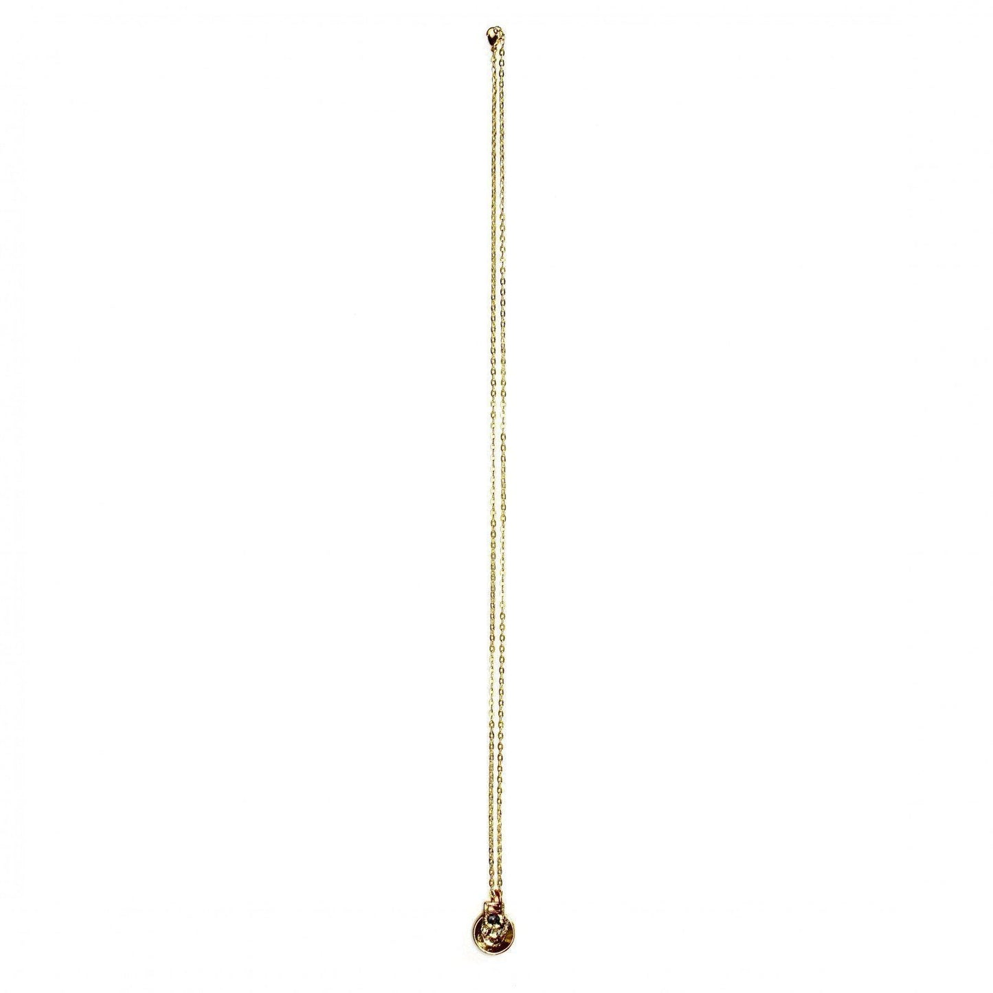 Small Gold Gianni Versace Upside Down Medusa Head Coin Pendent Chain with Greek Key Accents RSTKD Vintage