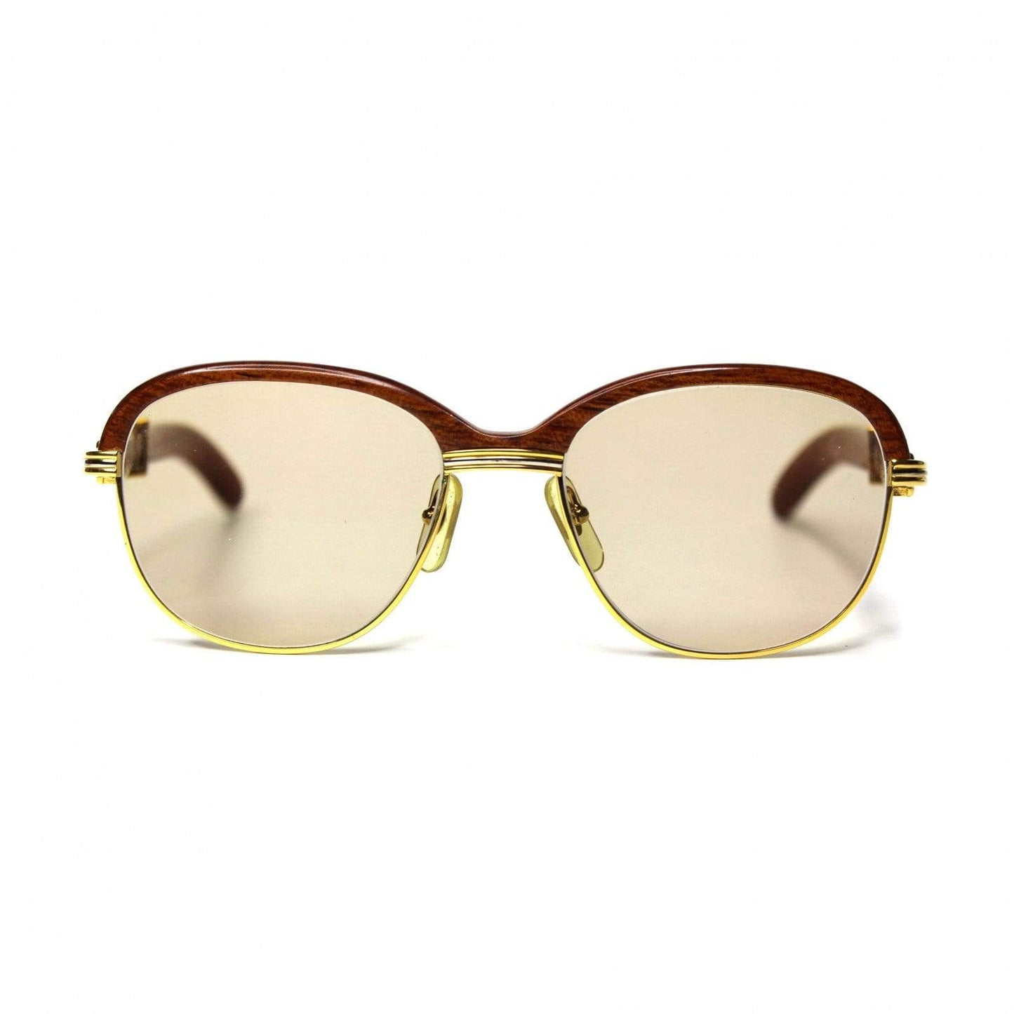 Vintage Cartier Malmaison Palisander Rosewood Gold Sunglasses RSTKD Vintage