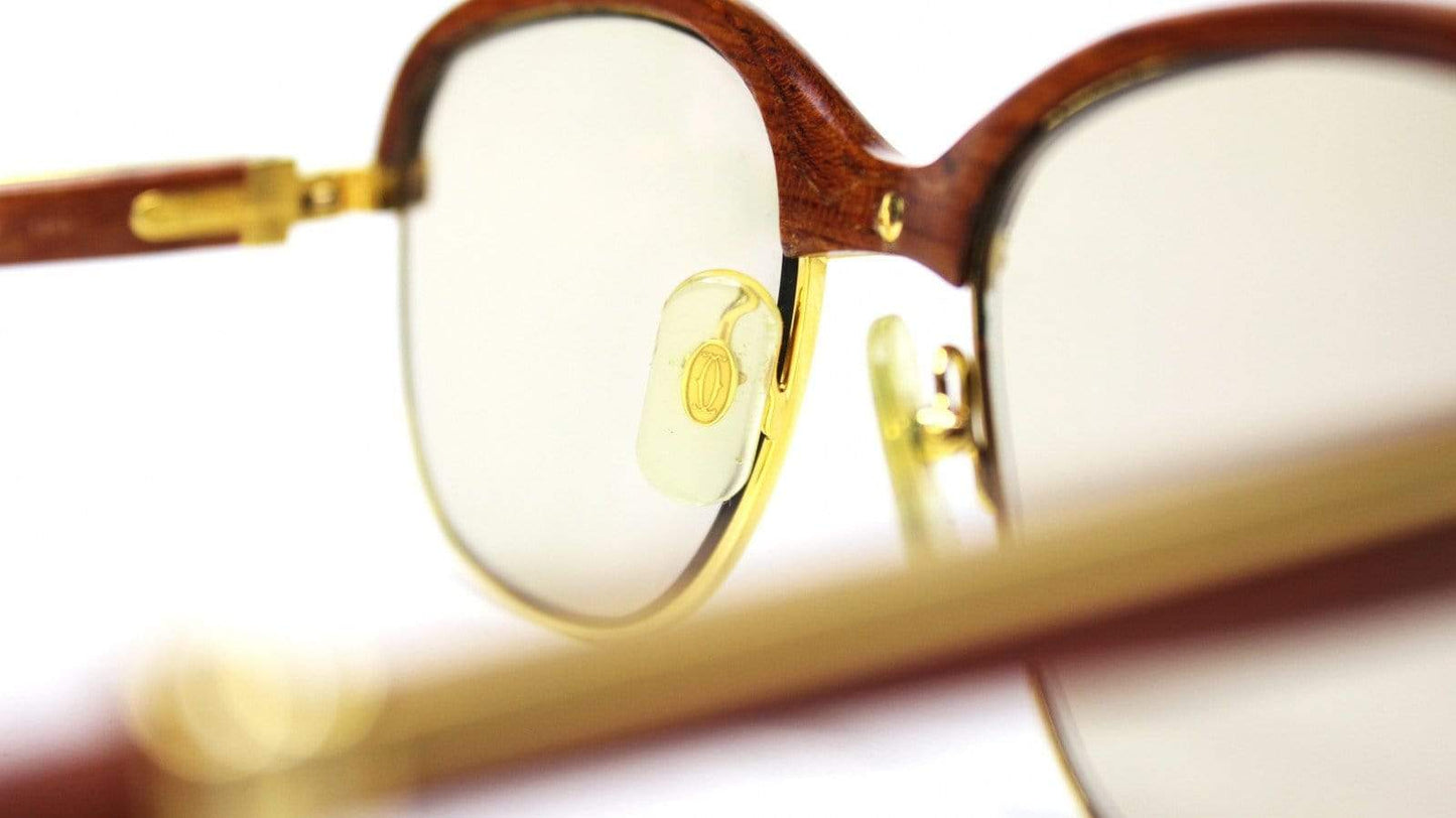 Vintage Cartier Malmaison Palisander Rosewood Gold Sunglasses RSTKD Vintage