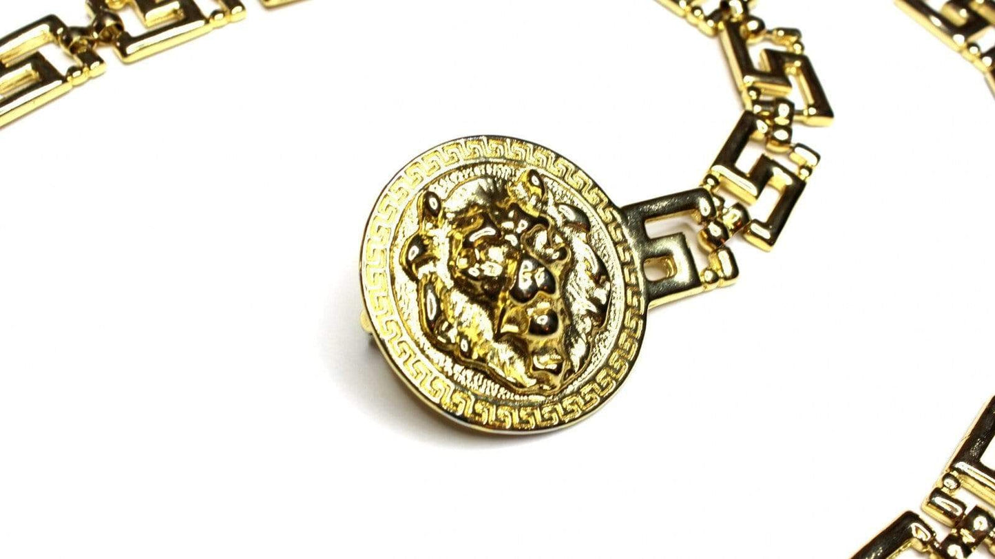 Vintage Gianni Versace Lion Head and Greek Key Chain/ Belt RSTKD Vintage