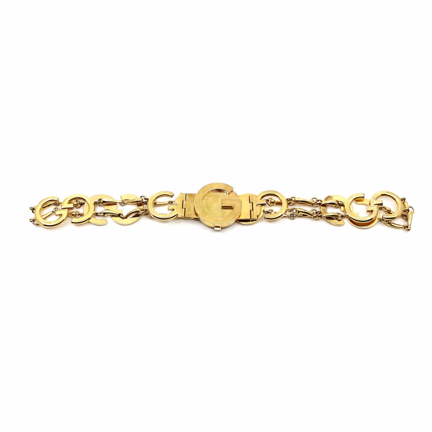 Vintage Gold Metal Gucci Logo Womens Belt RSTKD Vintage