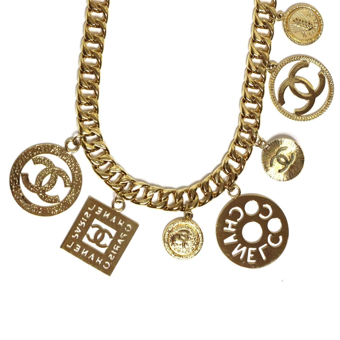 Vintage Heavy Multi Pendent Chanel Cuban Link Chain RSTKD Vintage