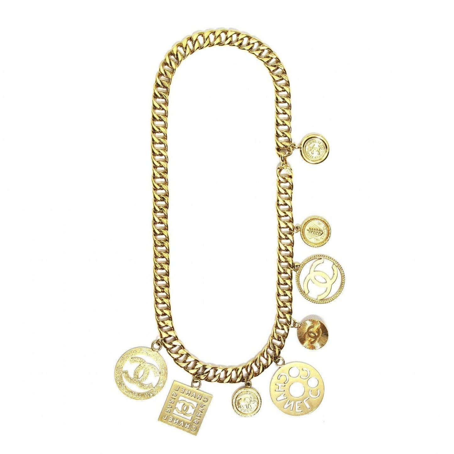 Vintage Heavy Multi Pendent Chanel Cuban Link Chain RSTKD Vintage