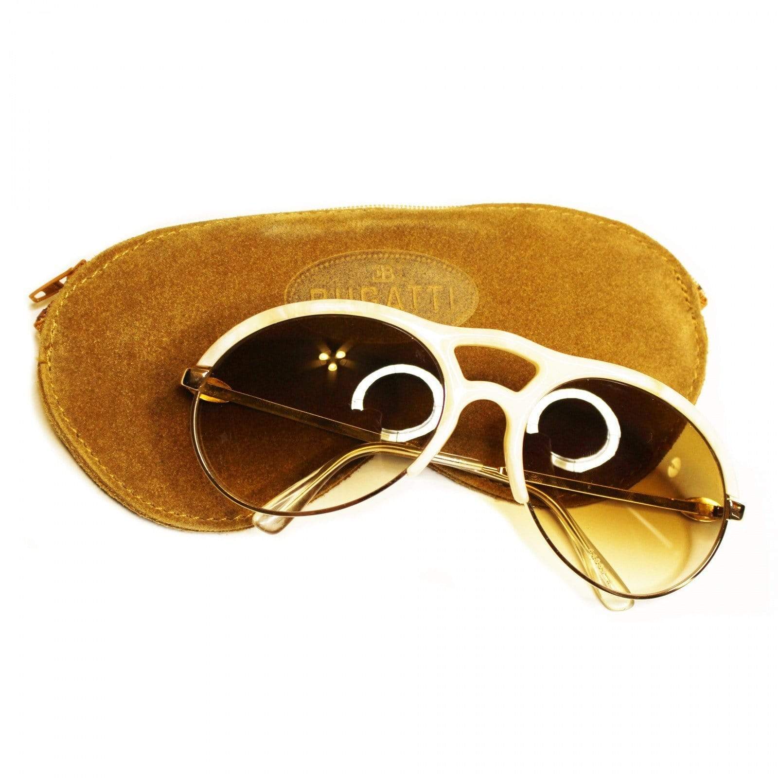 Vintage Ivory Bugatti Shades With Brown Gradient Lens RSTKD Vintage