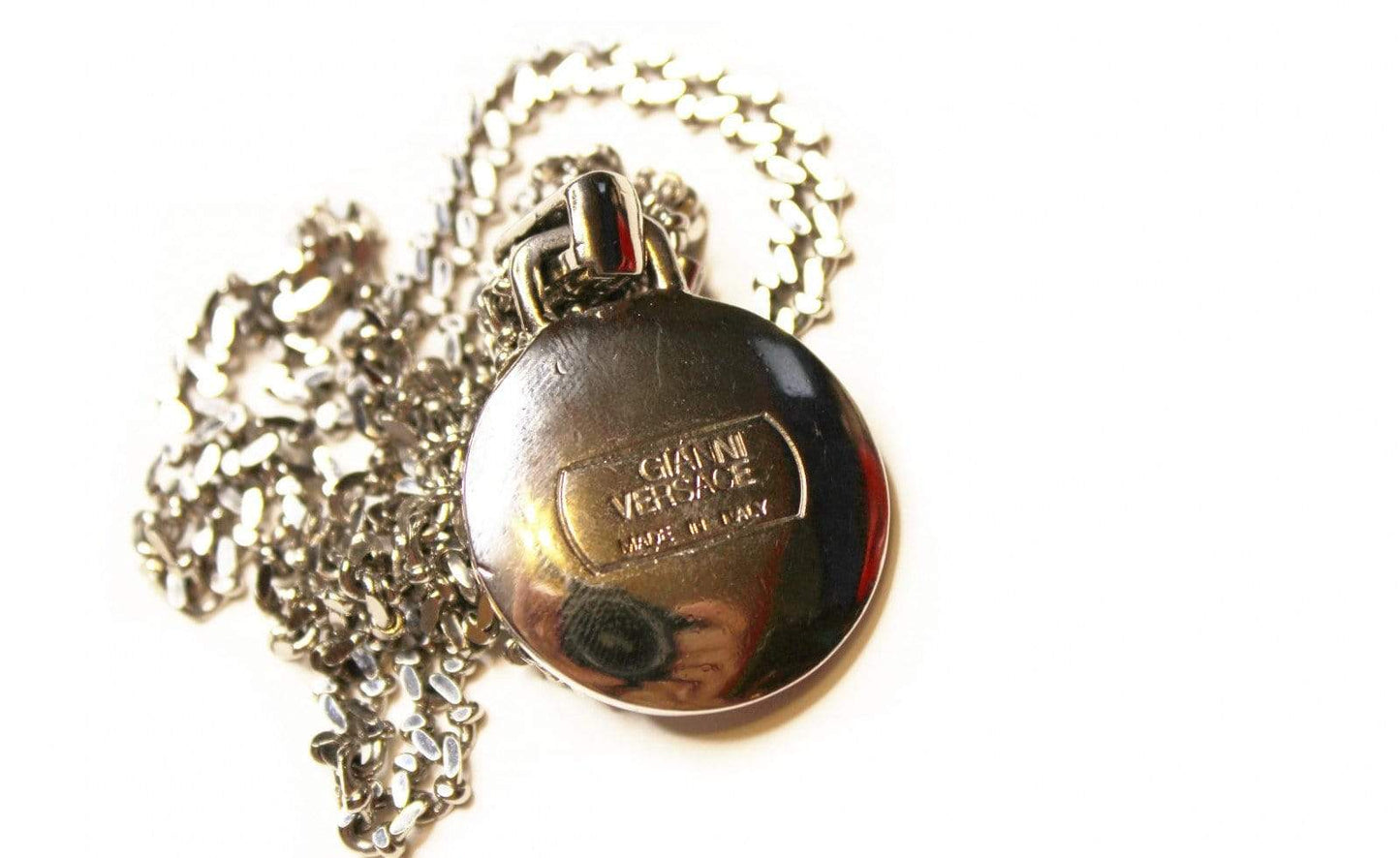 Vintage Versace Mother of Pearl Medusa Head Necklace RSTKD Vintage