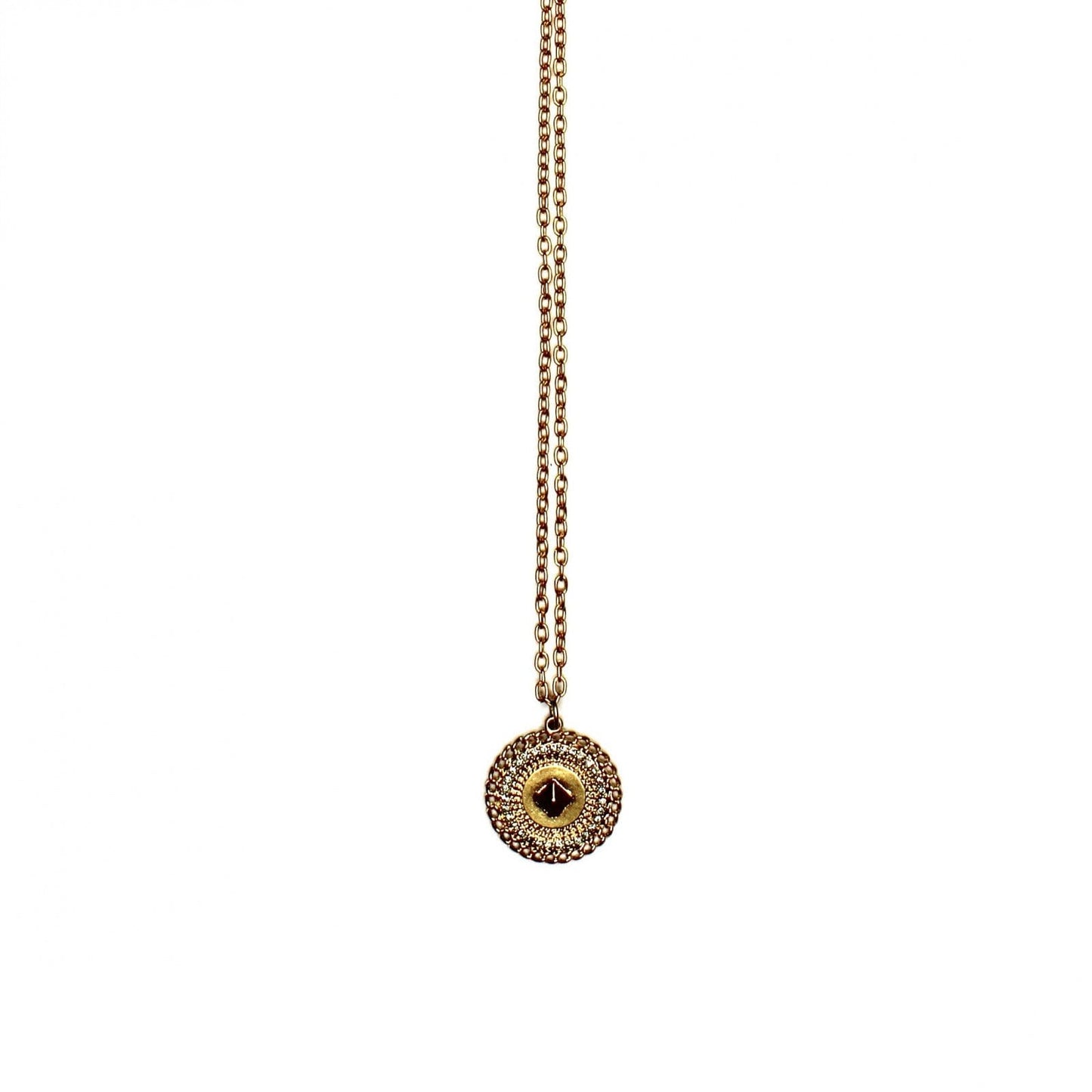 Double Sided Gold Givenchy Logo Coin Pendent Chain with Crystal Accents RSTKD Vintage