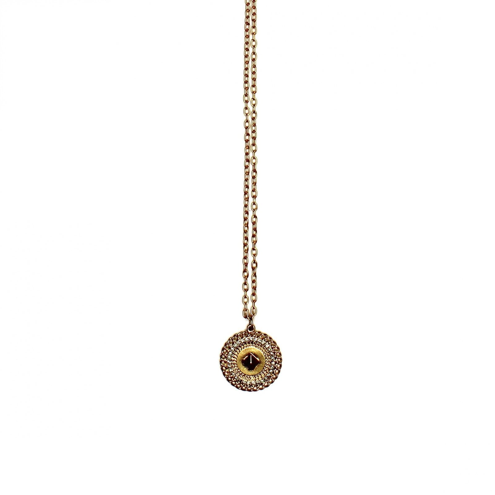 Double Sided Gold Givenchy Logo Coin Pendent Chain with Crystal Accents RSTKD Vintage