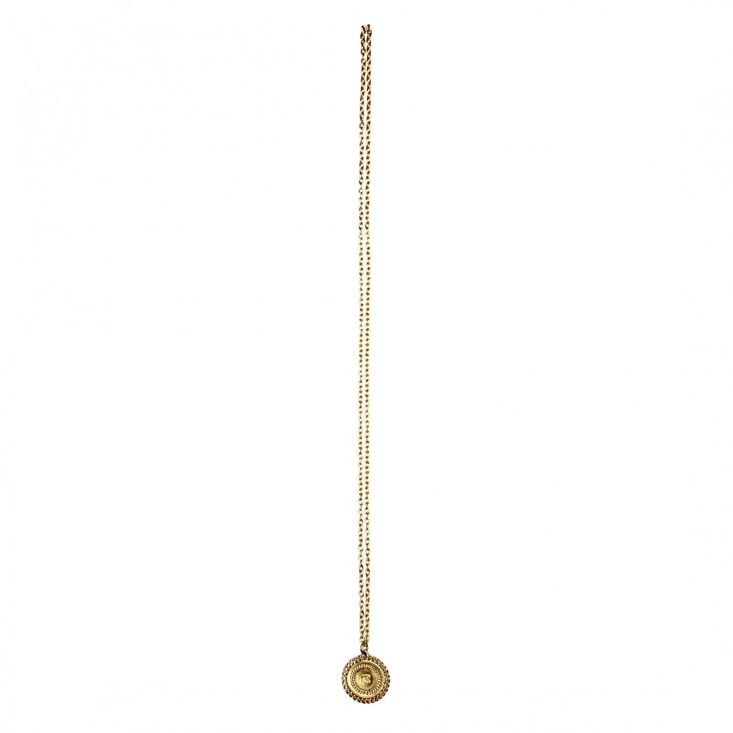 Double Sided Gold Givenchy Logo Coin Pendent Chain with Crystal Accents RSTKD Vintage