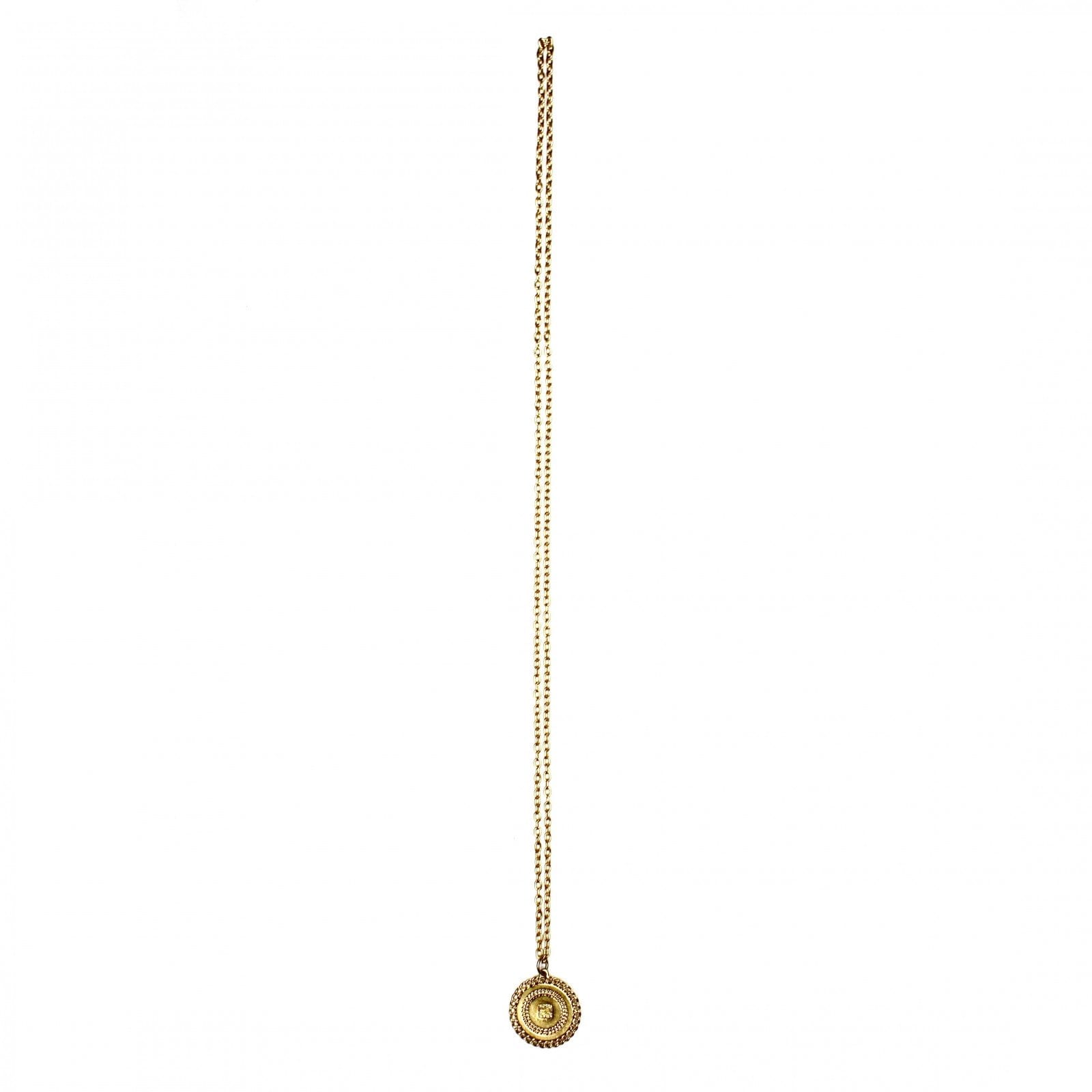 Double Sided Gold Givenchy Logo Coin Pendent Chain with Crystal Accents RSTKD Vintage