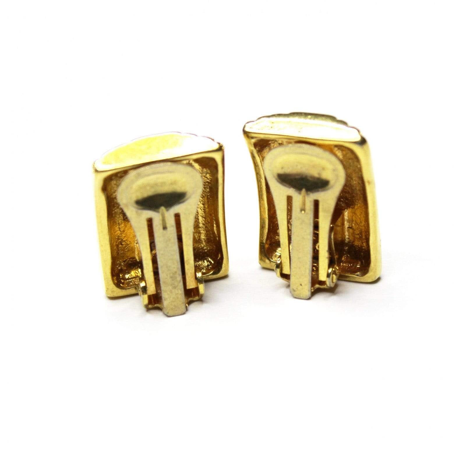 Gold Celine 3D Rectangle Logo Clip on Earrings
