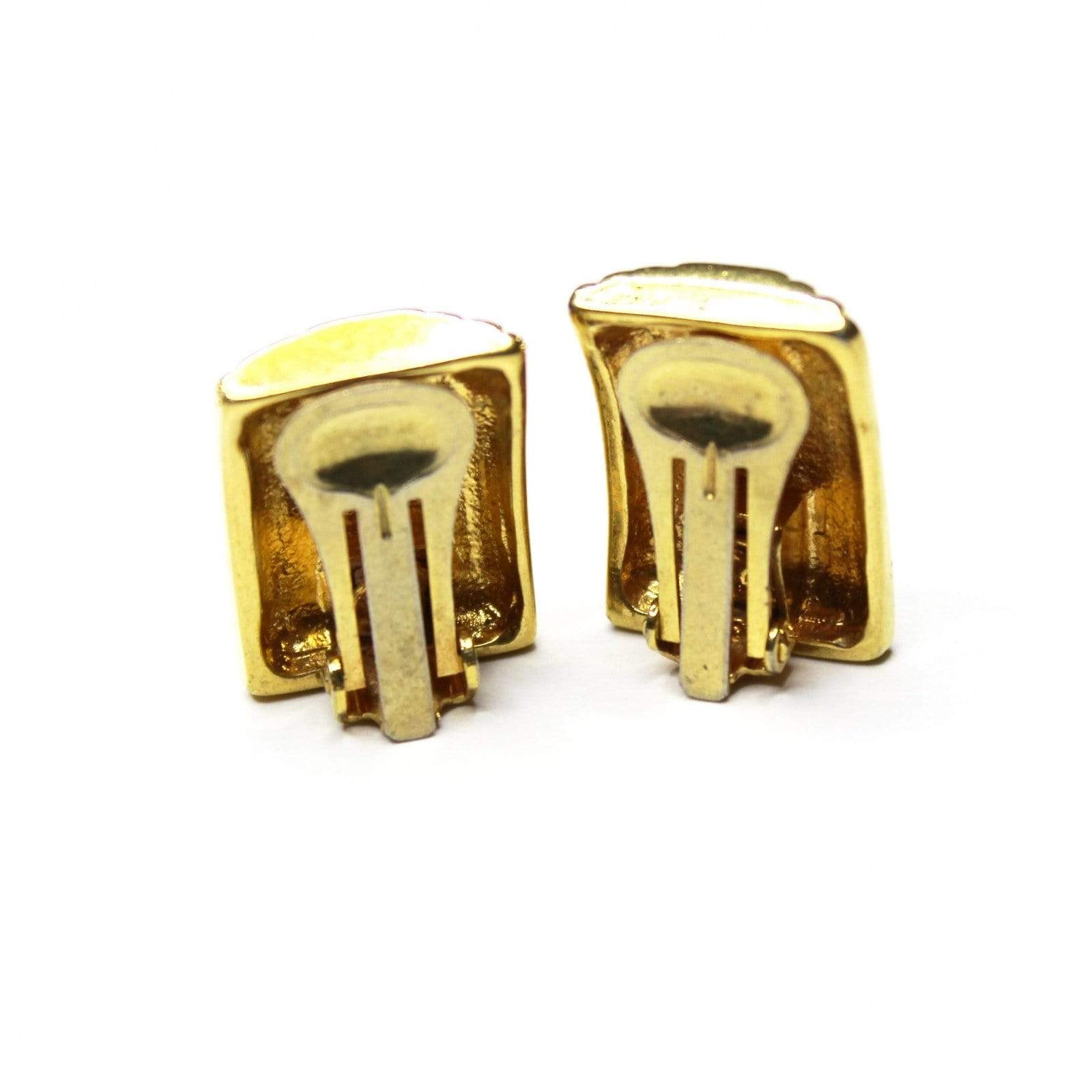 Gold Celine 3D Rectangle Logo Clip on Earrings RSTKD Vintage