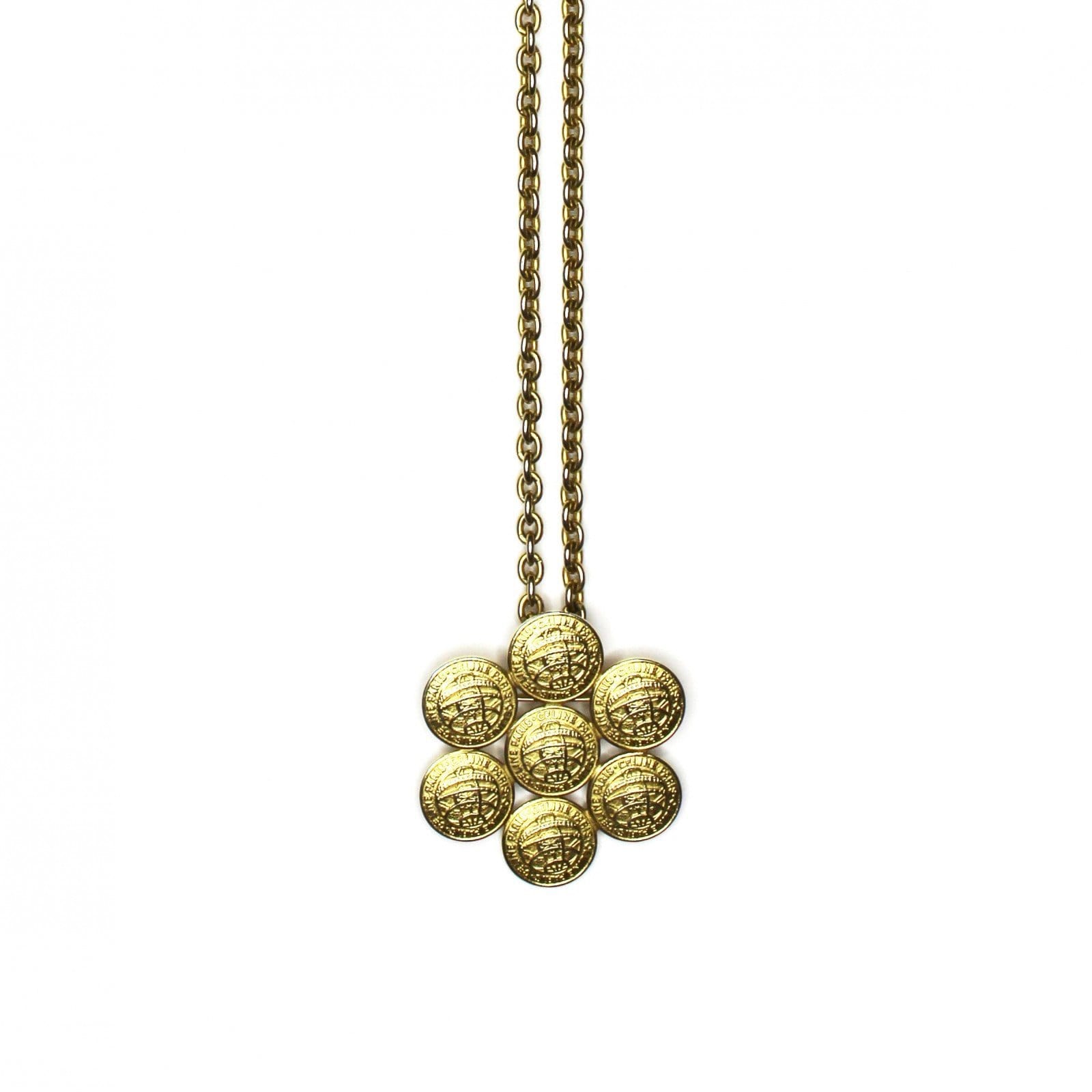 Gold Celine Multi Coin Pin Chain RSTKD Vintage