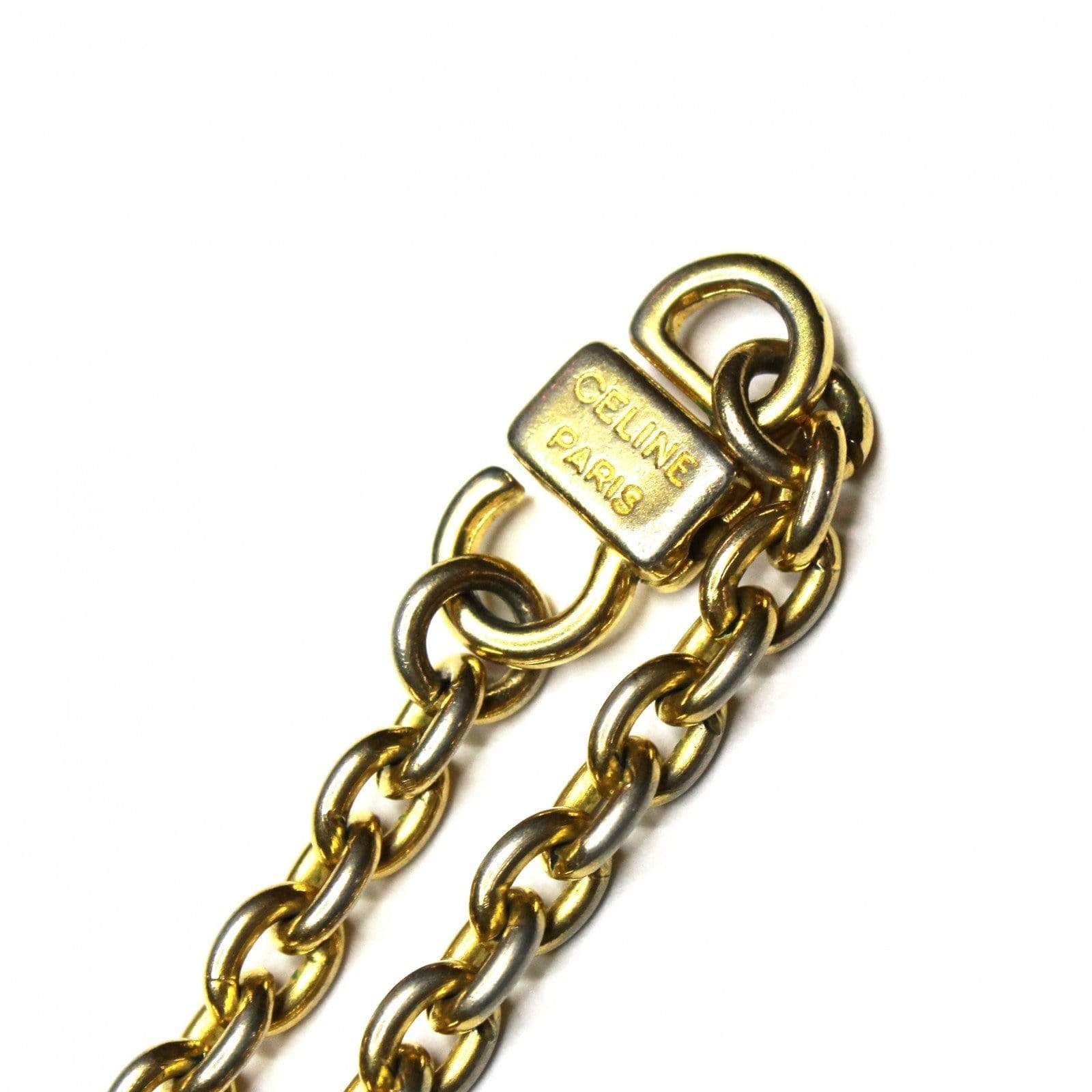 Gold Celine Multi Coin Pin Chain RSTKD Vintage