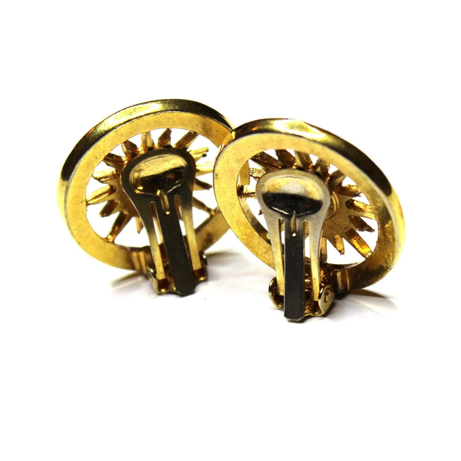 Gold Celine Paris Sun Clip on Earrings RSTKD Vintage