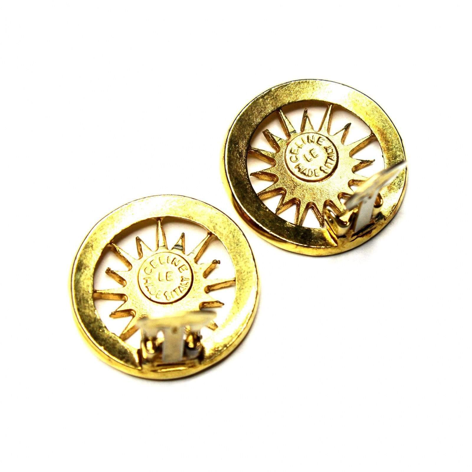 Gold Celine Paris Sun Clip on Earrings RSTKD Vintage