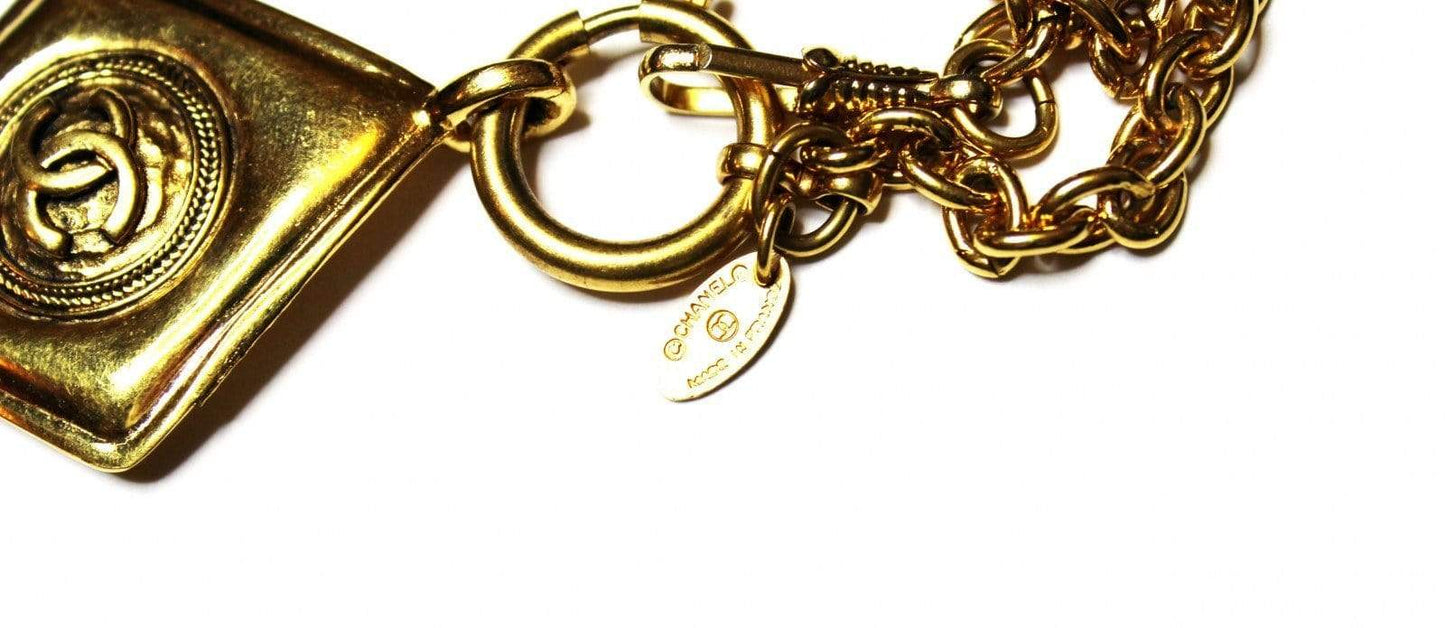 Gold Chanel Diamond Shape Necklace RSTKD Vintage