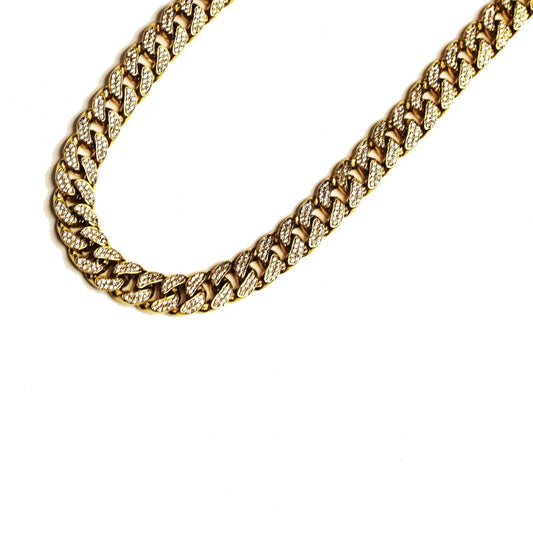 Gold Cuban Chain With Lab Diamonds RSTKD Vintage
