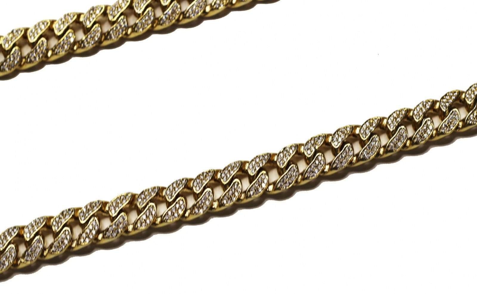 Gold Cuban Chain With Lab Diamonds RSTKD Vintage