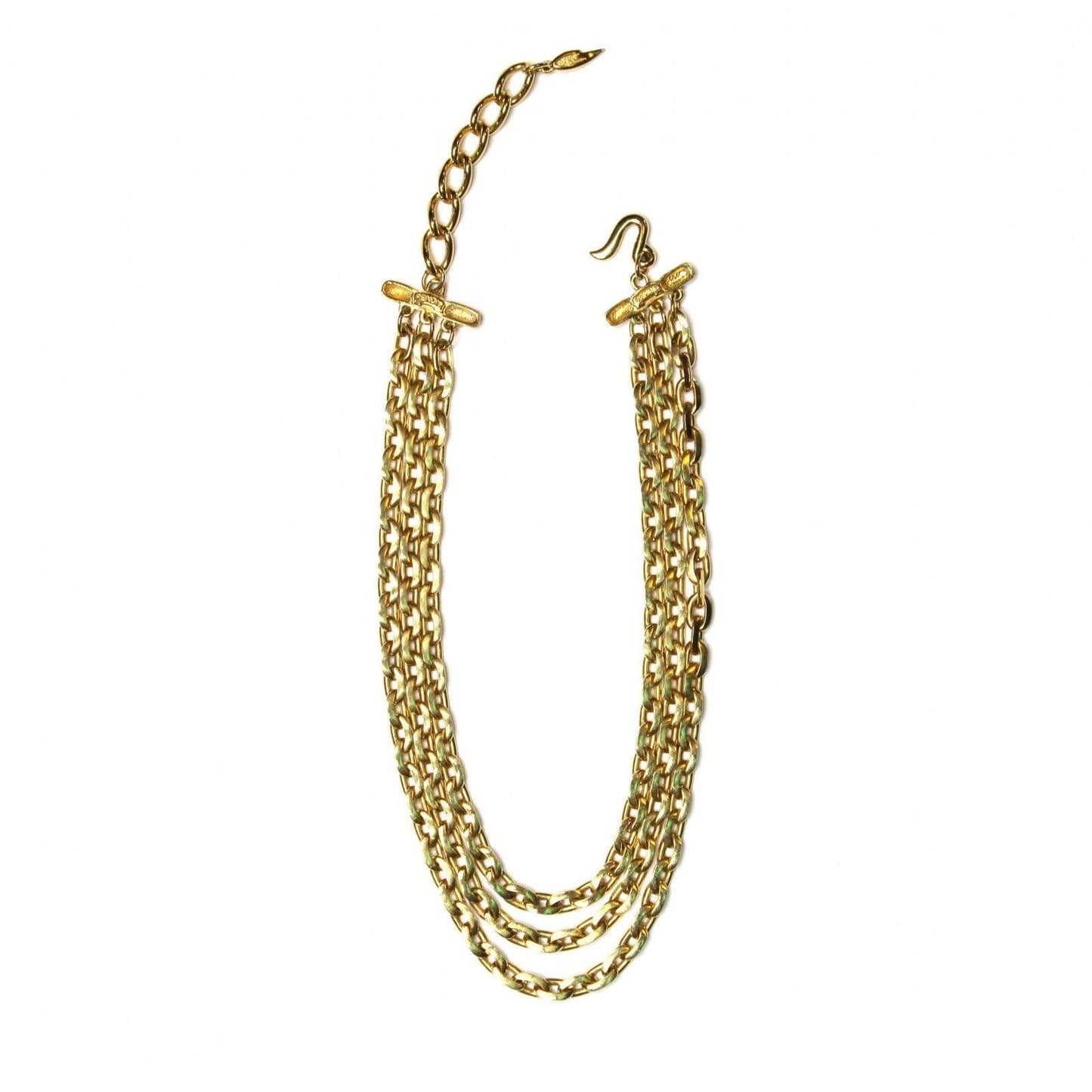 Gold Fendi Triple Chain Choker Necklace RSTKD Vintage