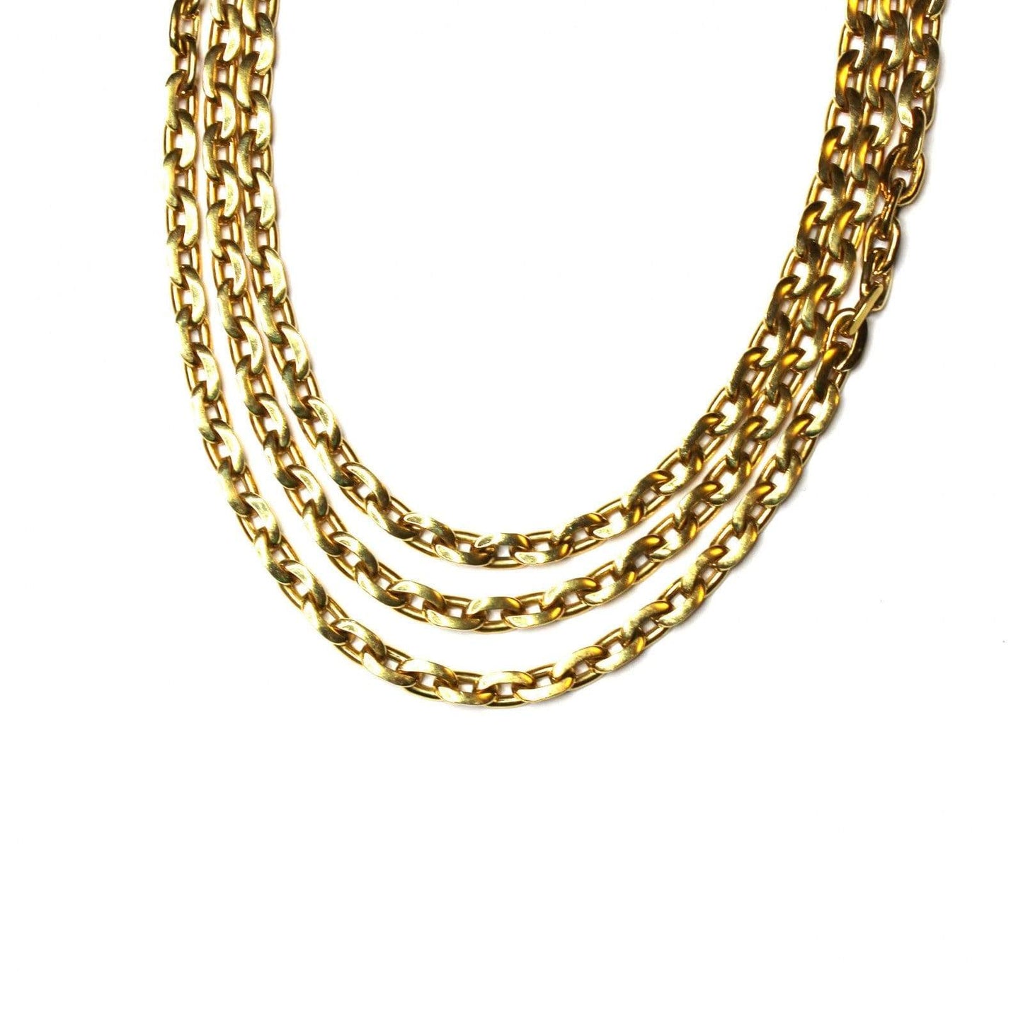 Gold Fendi Triple Chain Choker Necklace RSTKD Vintage