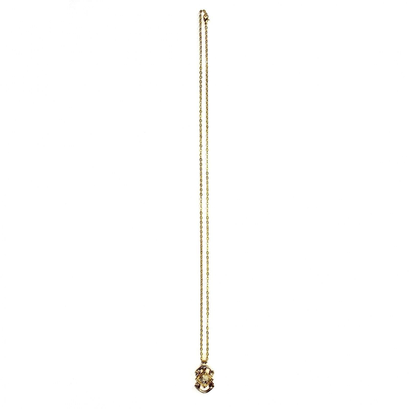 Gold Gianni Versace Medusa Head Greek Key Detailed Pendent Chain RSTKD Vintage