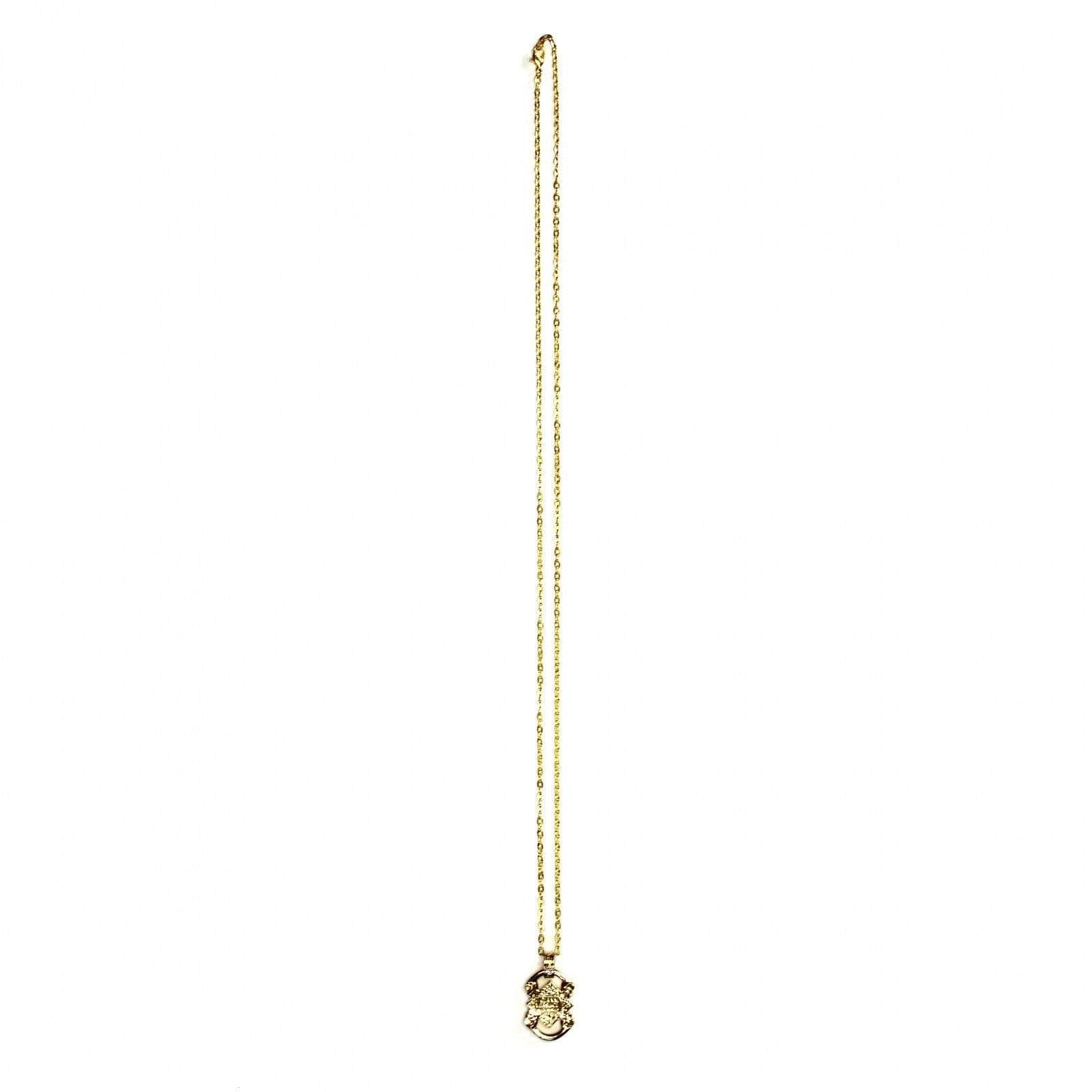 Gold Gianni Versace Medusa Head Greek Key Detailed Pendent Chain RSTKD Vintage