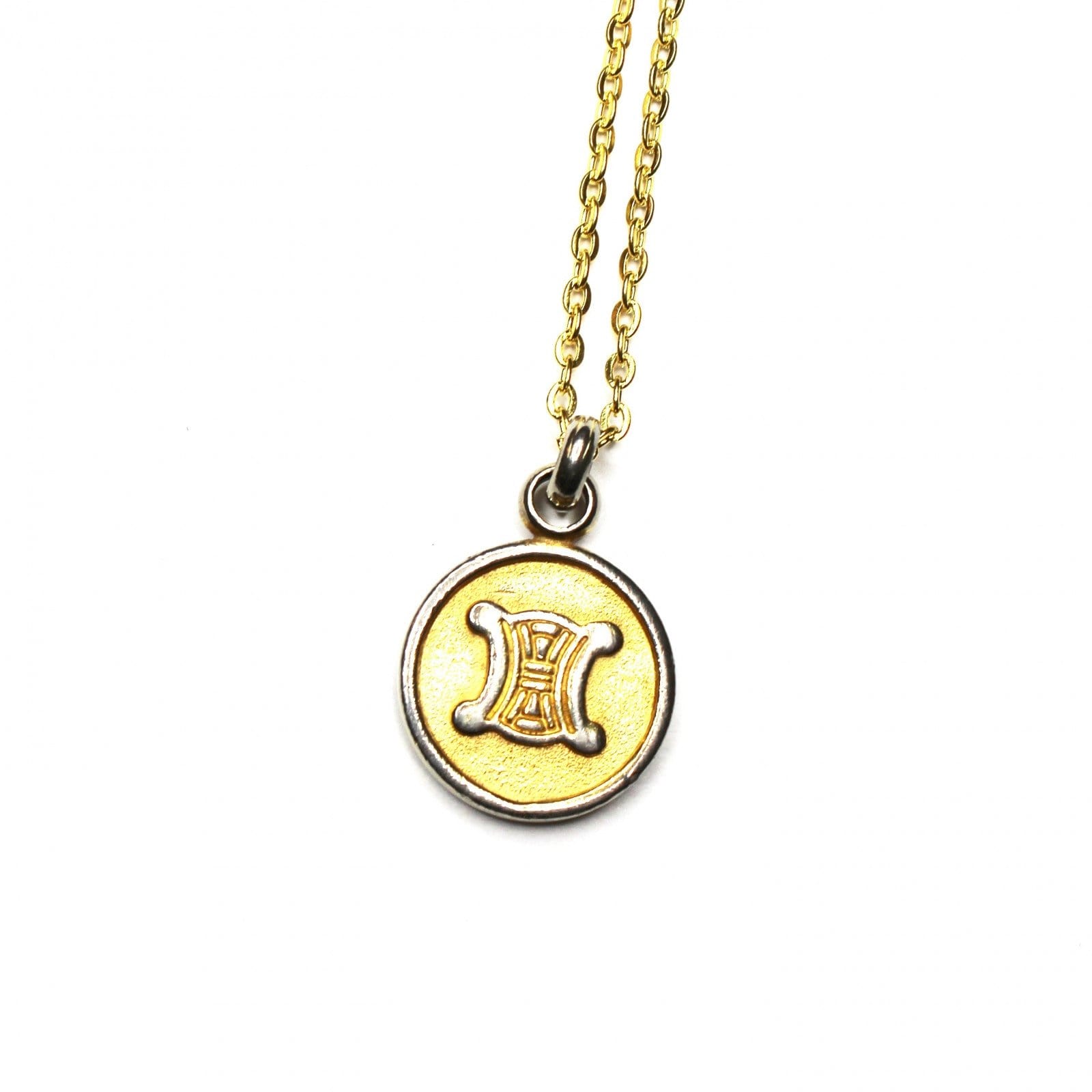Gold/ Silver Celine Two Tone Coin Logo Pendent Chain RSTKD Vintage