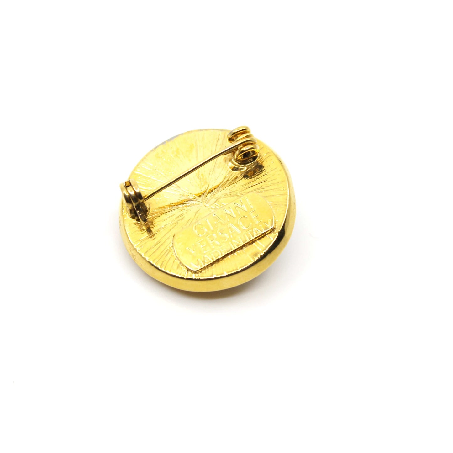 Gold/ Silver Gianni Versace Two Tone Medusa Head Pin with Crystal Accents RSTKD Vintage